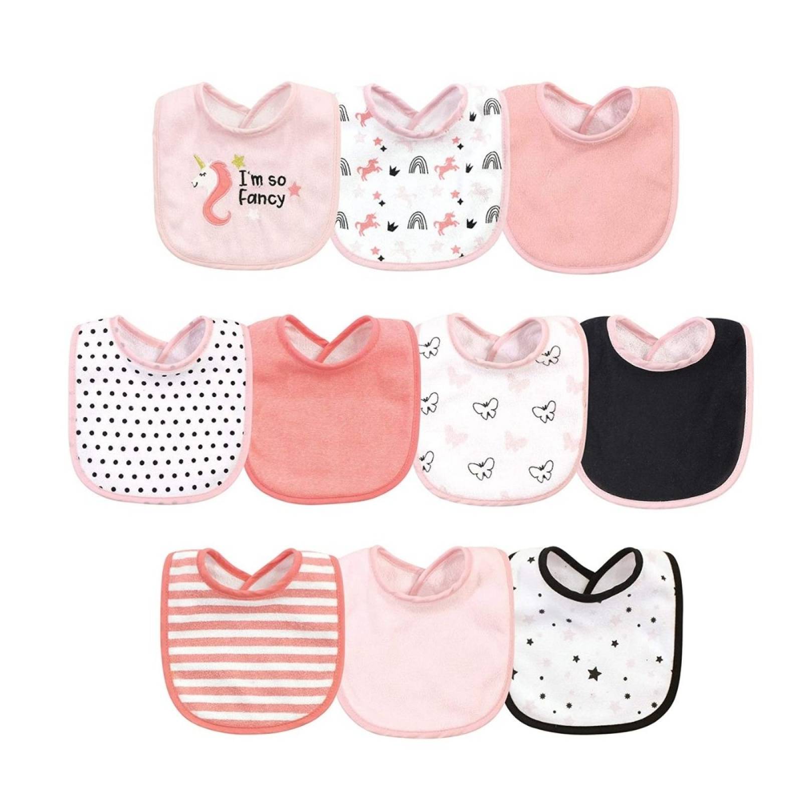 Baberos Tela Hudson Baby 10pz Unicornio