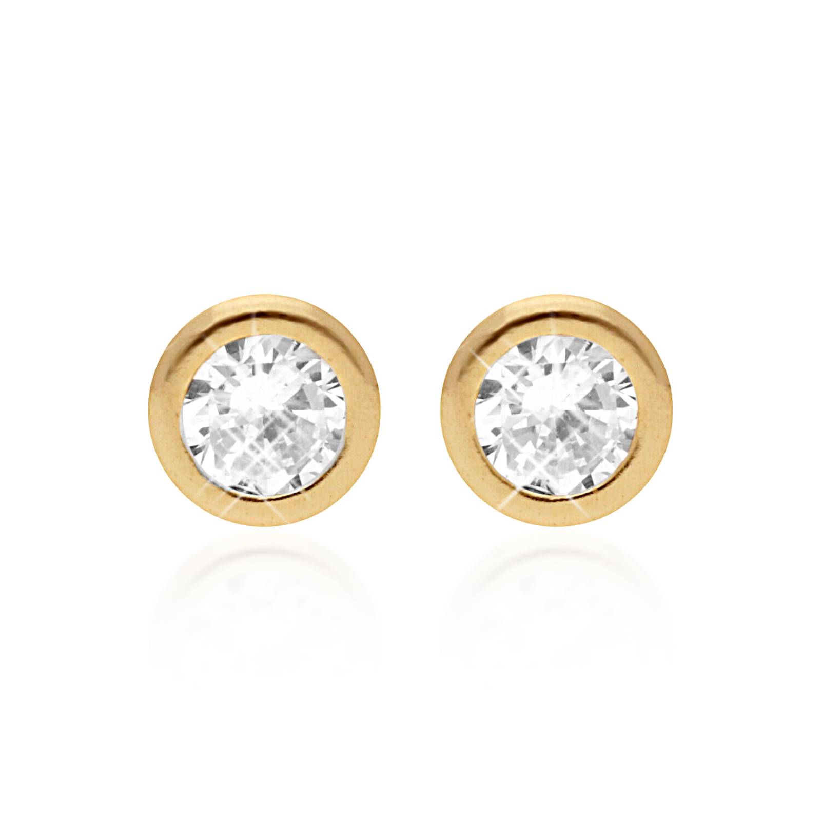 Arete Oro 18k Zirconia Blanca Ch Stellin.