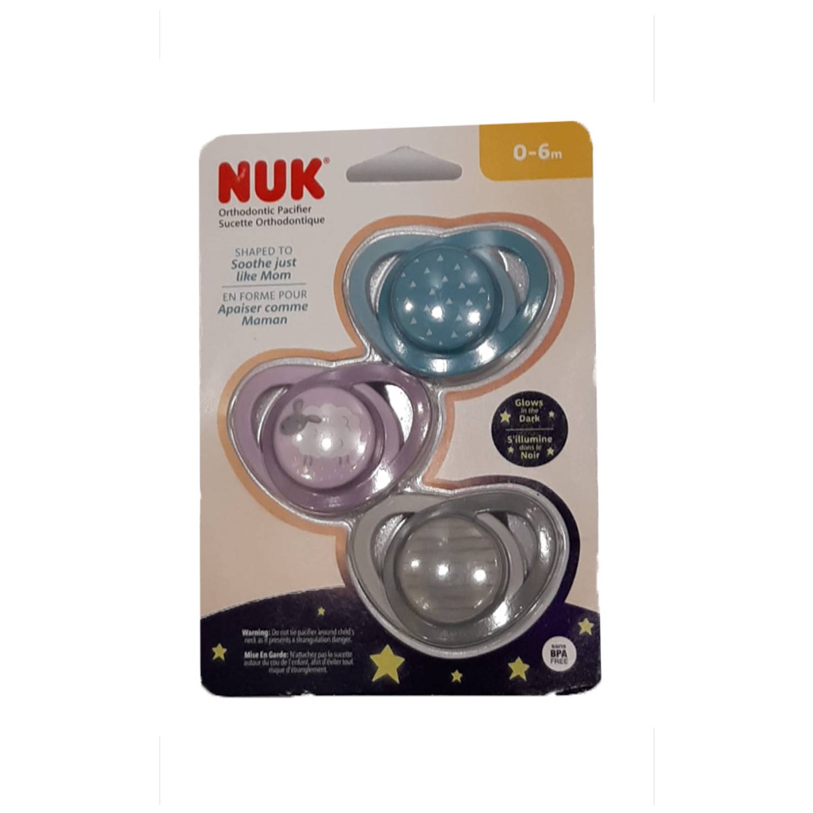 Chupón Nuk Noche 3pz 0-6m Borrego