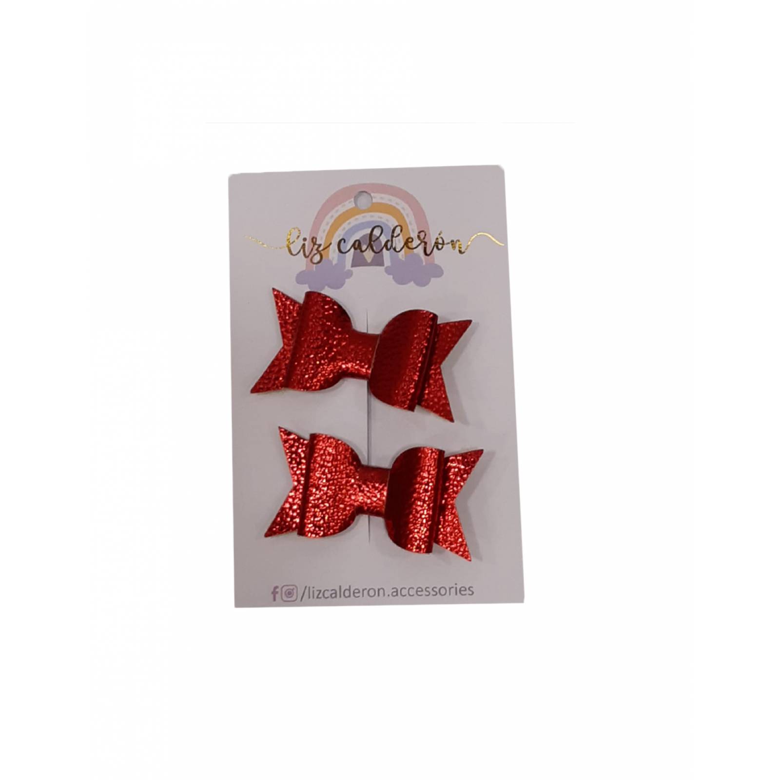 Mini Moños Para Cabello Rojo Metálico