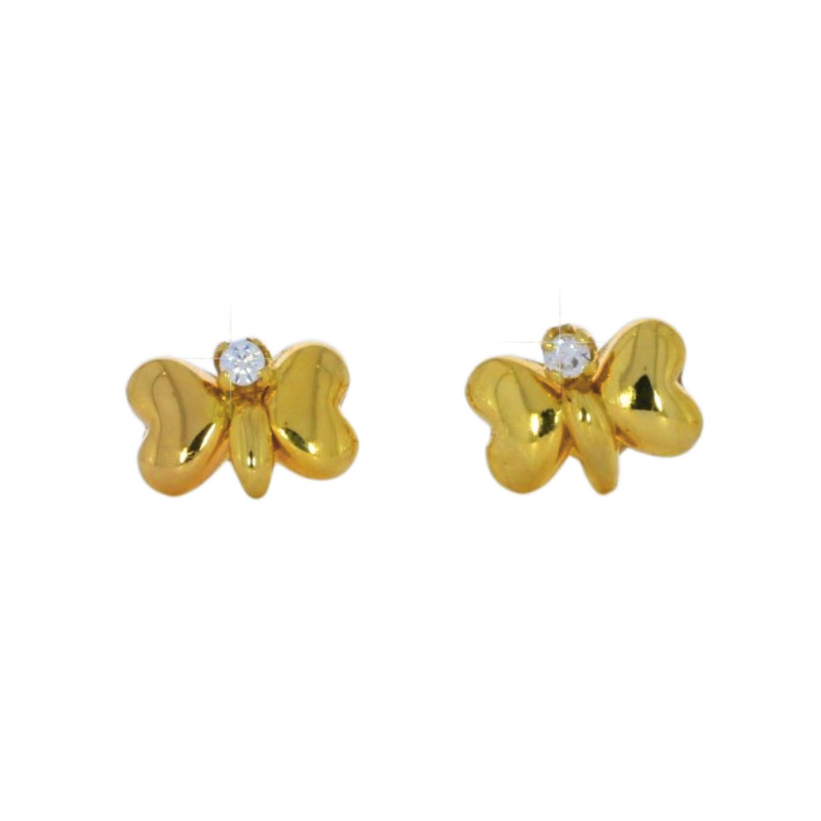 Aretes Mariposa Oro 14k Zirconia Stellin
