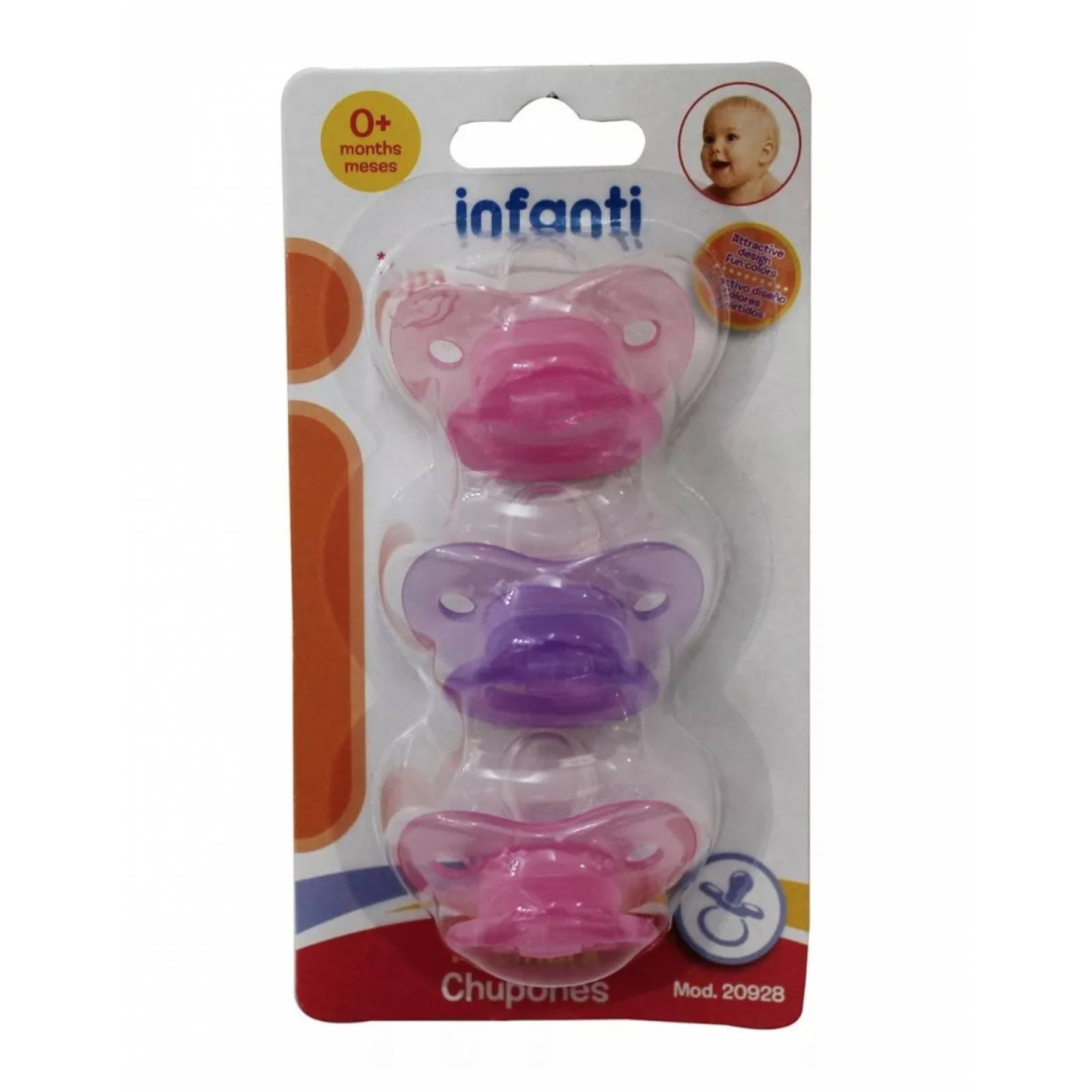 Juego De Chupones Infanti 3pz Rosa