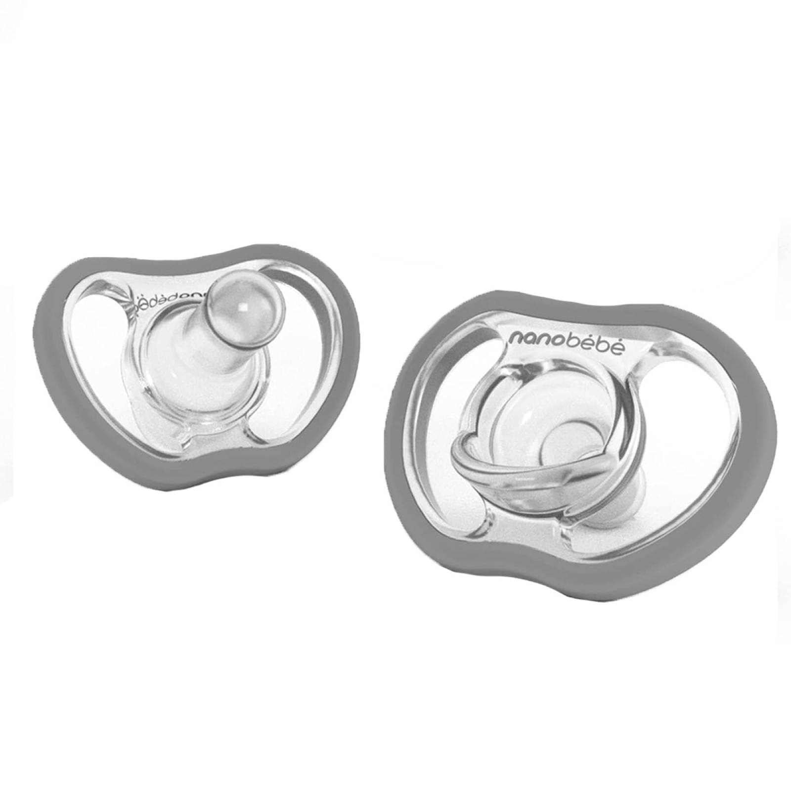 Chupón Flexy Nanobébé 0-3m 2pz Gris.