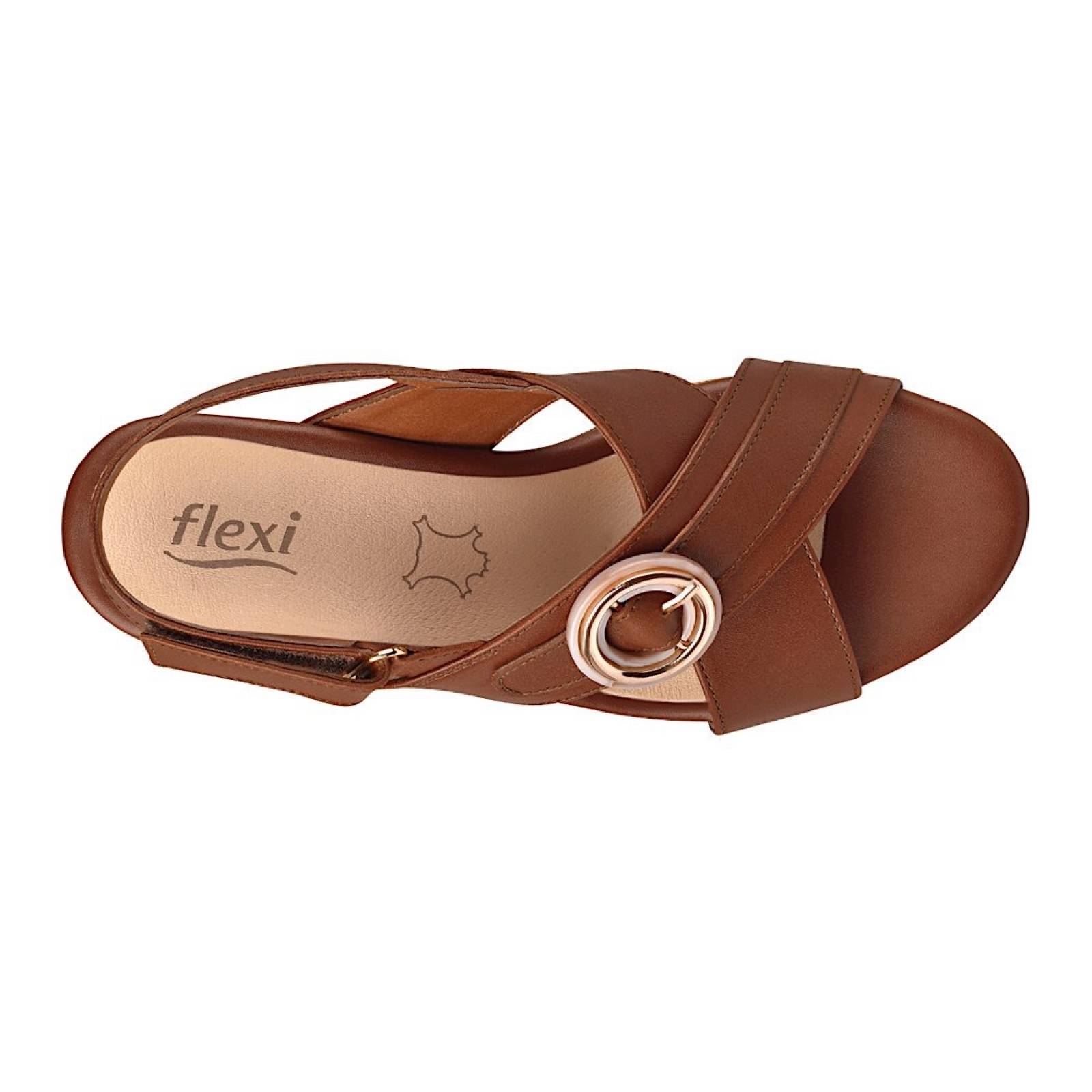 SANDALIAS PARA DAMA FLEXI 103101 PIEL CAFÉ