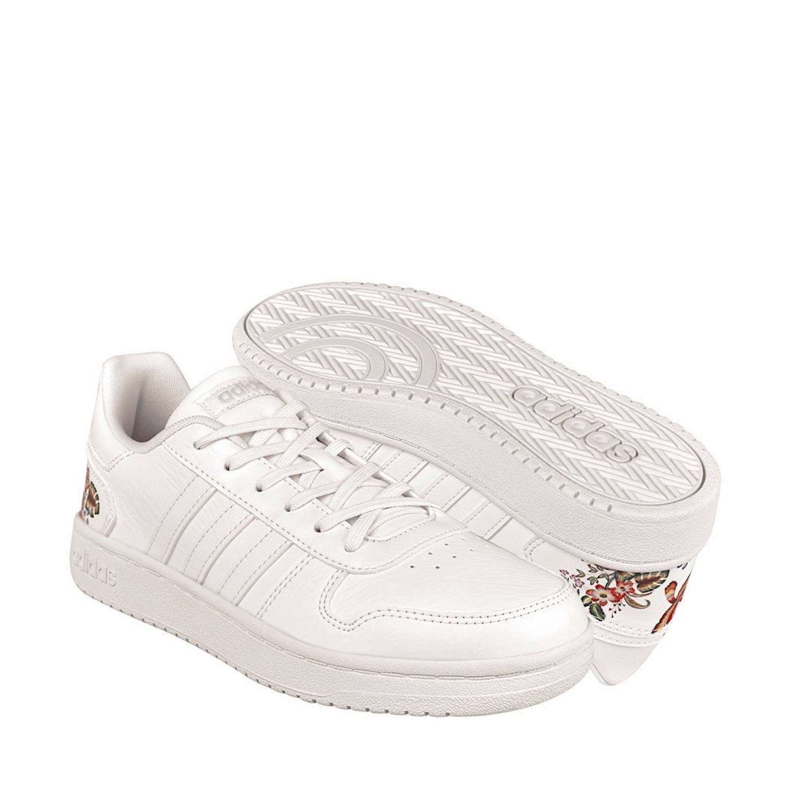 TENIS CASUALES PARA DAMA ADIDAS HOOPS EF0122 SIMIPIEL BEIGE