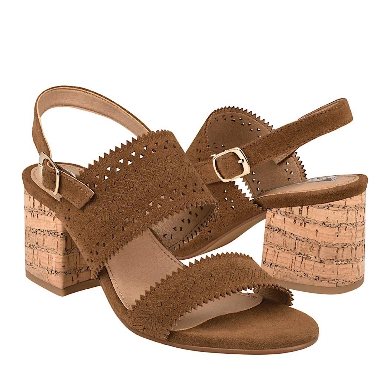 SANDALIAS CASUALES PARA DAMA STYLO 5021 SUEDE CAFÉ