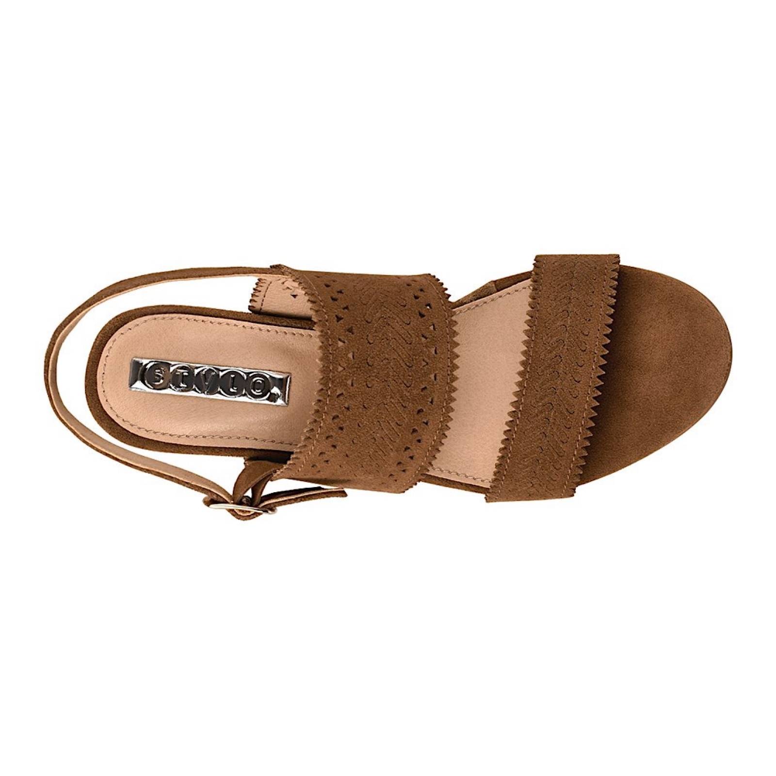 SANDALIAS CASUALES PARA DAMA STYLO 5021 SUEDE CAFÉ