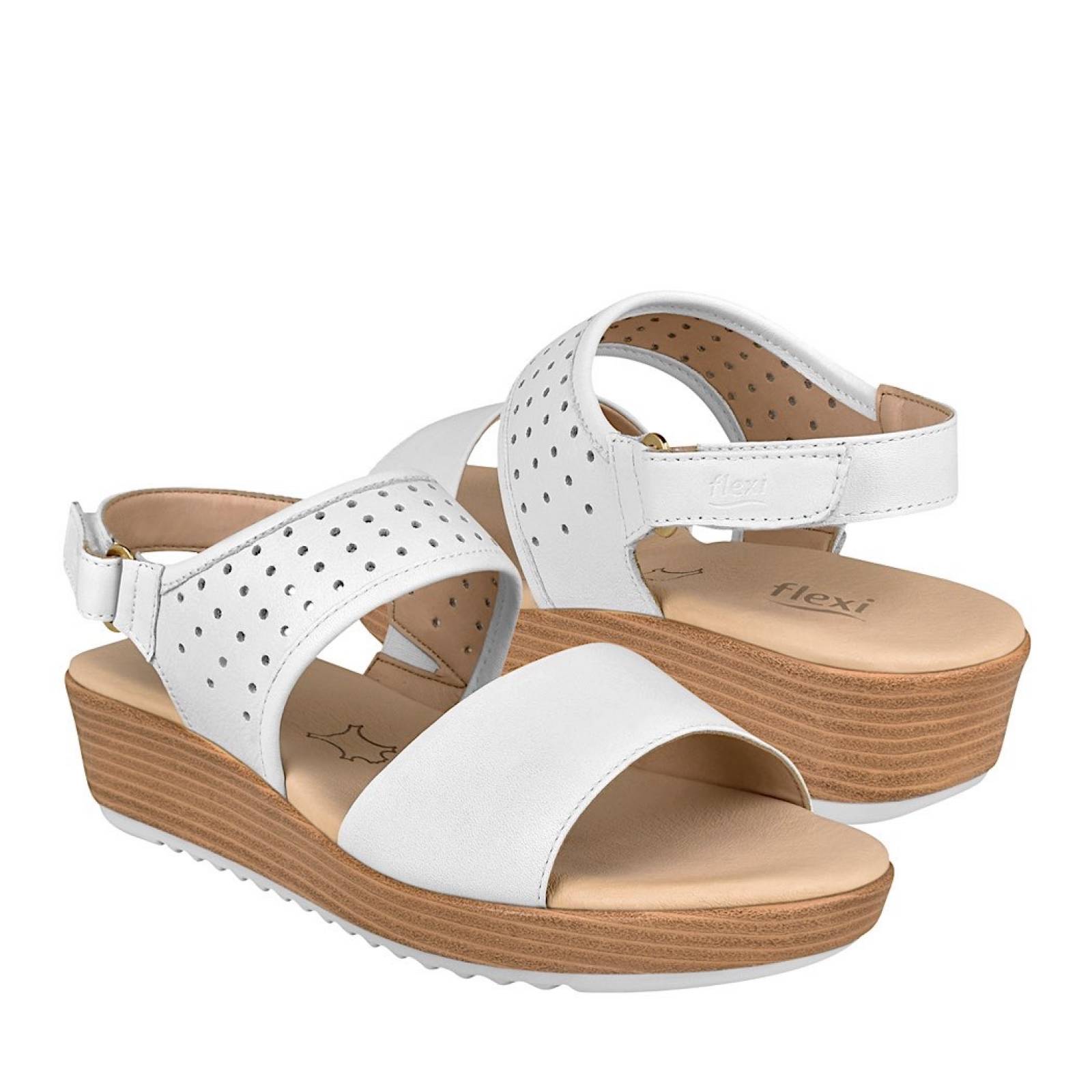 SANDALIAS PARA DAMA FLEXI 103002 PIEL BLANCO