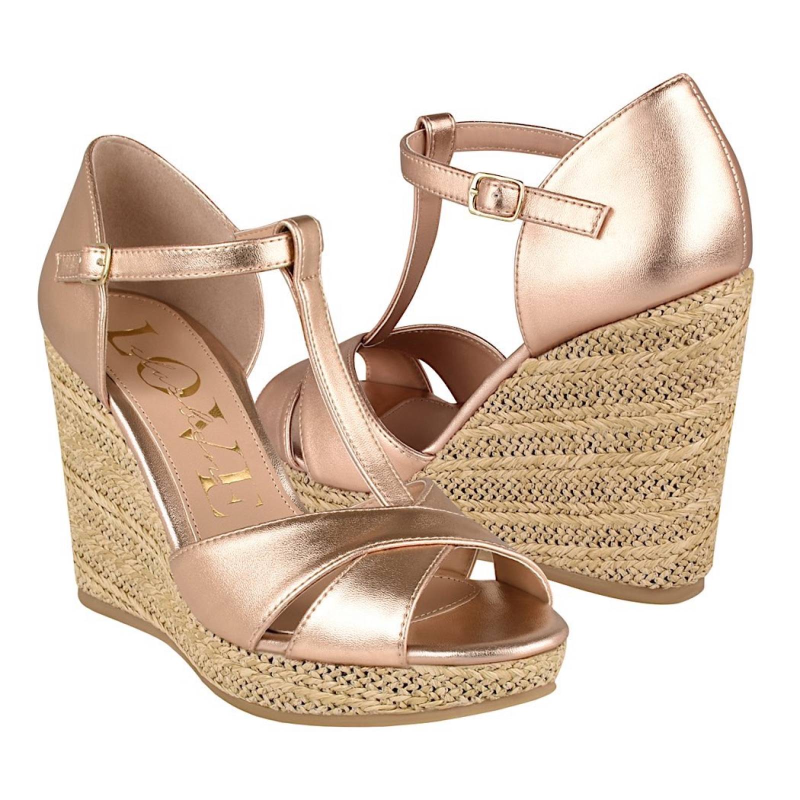 SANDALIAS PARA DAMA CLASBEN LOVE 823572 SIMIPIEL ORO ROSADO