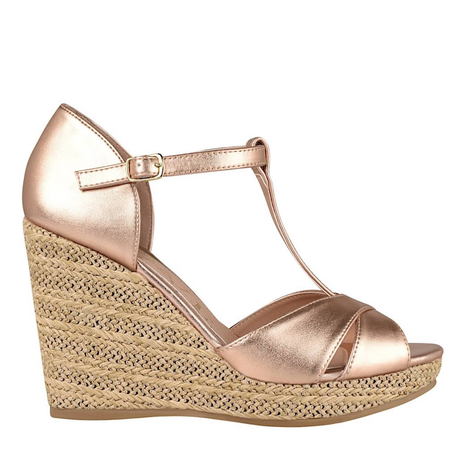 SANDALIAS PARA DAMA CLASBEN LOVE 823572 SIMIPIEL ORO ROSADO