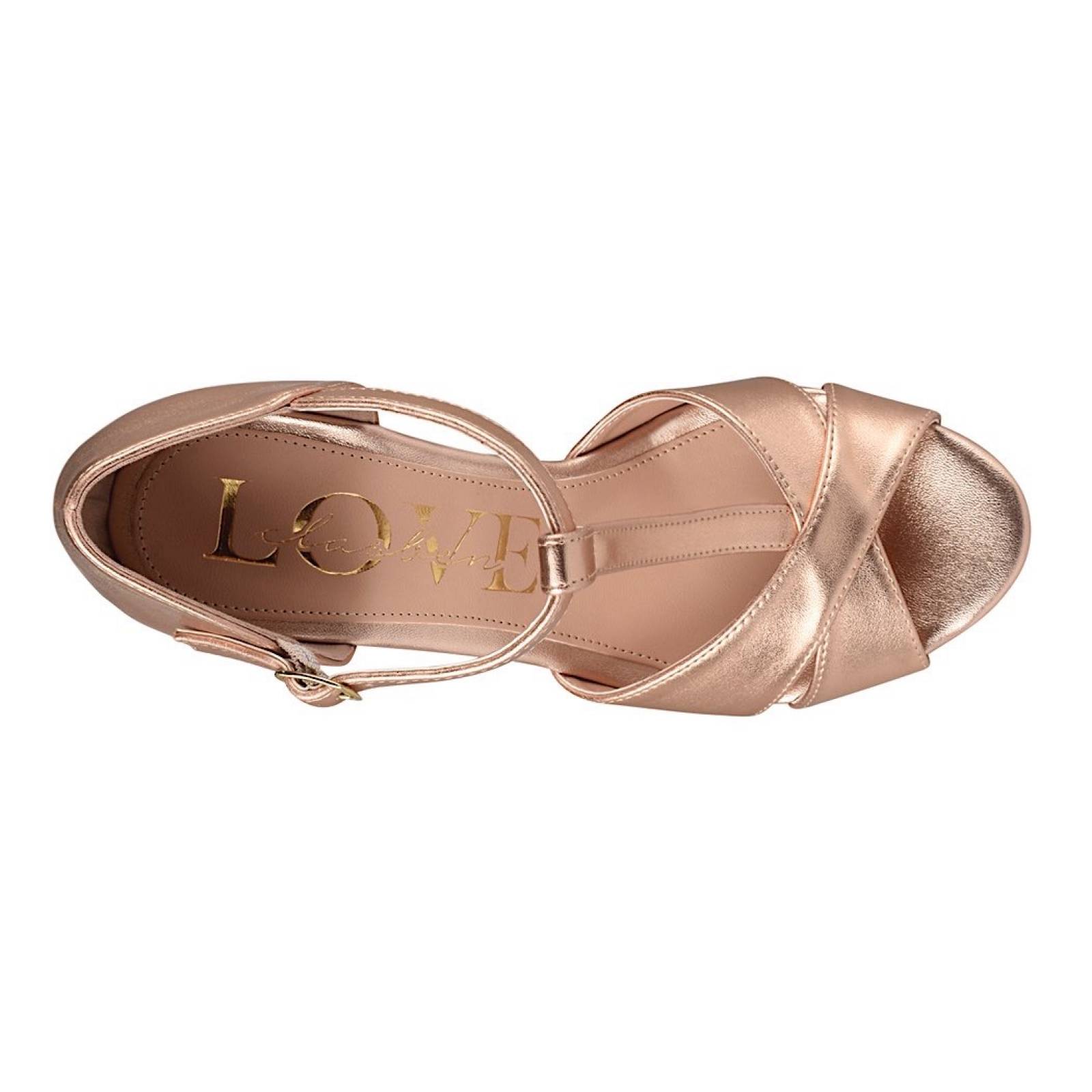 SANDALIAS PARA DAMA CLASBEN LOVE 823572 SIMIPIEL ORO ROSADO