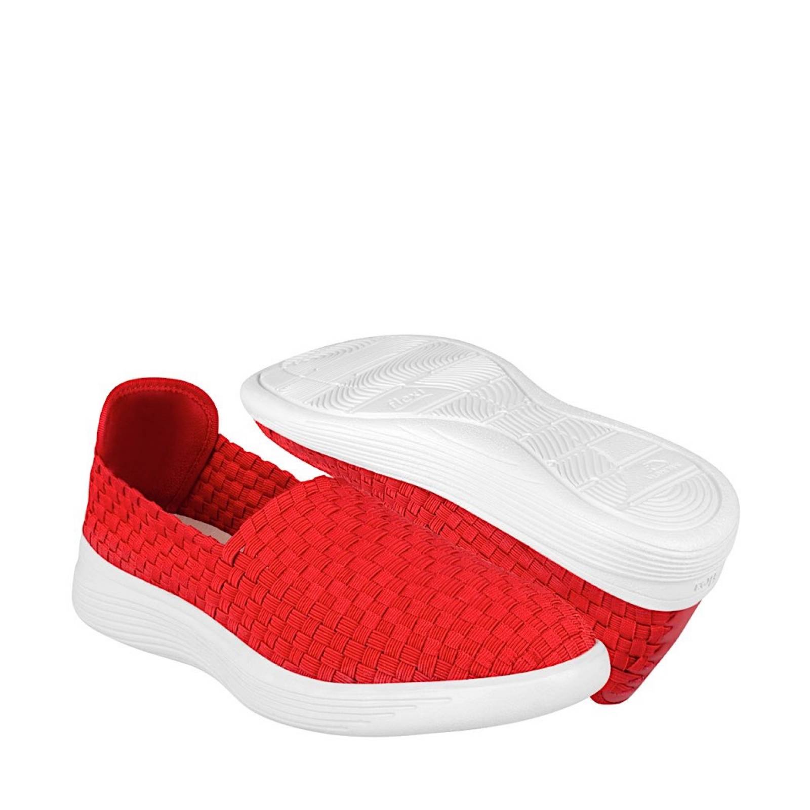 TENIS CASUALES DAMA FLEXI 104905 TEXTIL ROJO