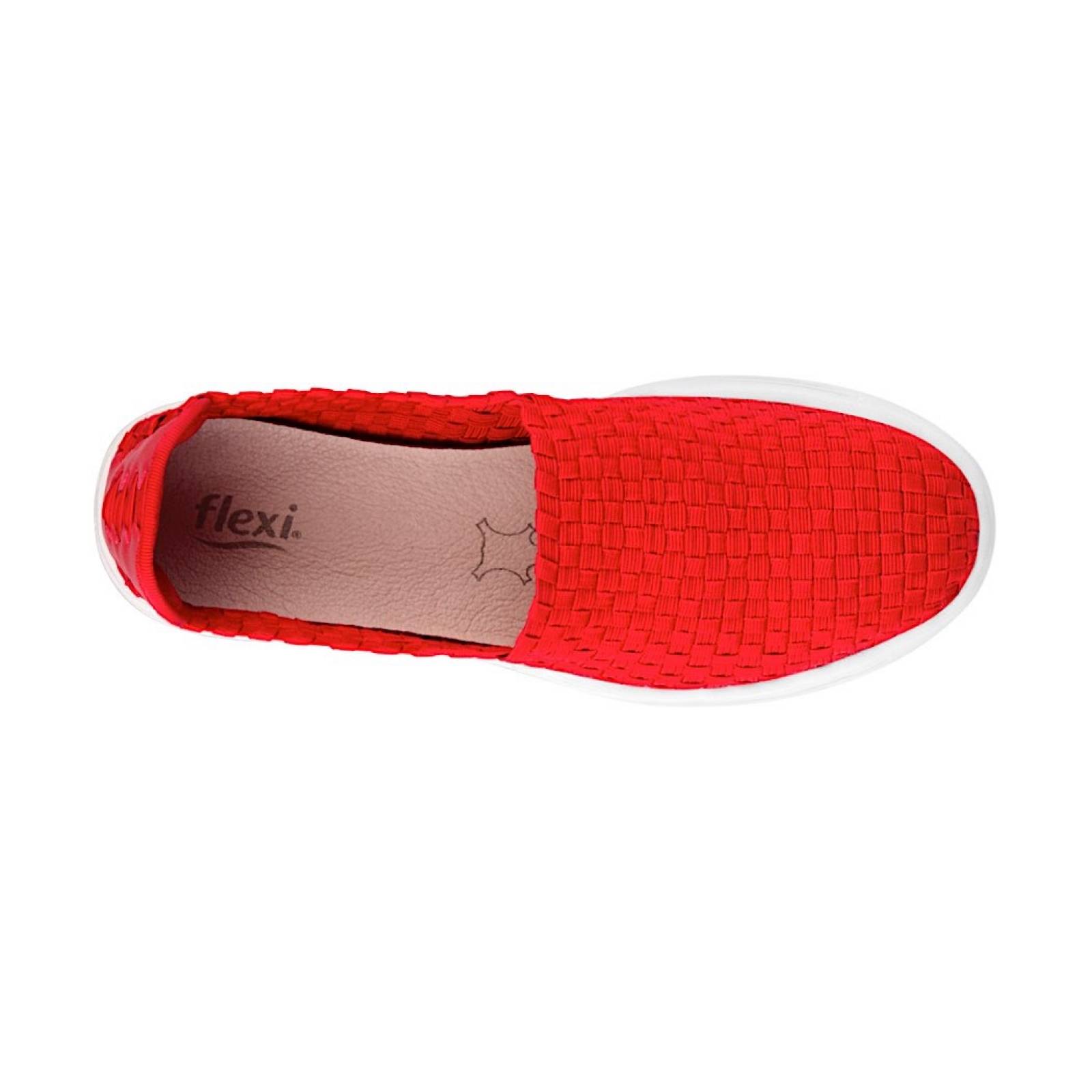 TENIS CASUALES DAMA FLEXI 104905 TEXTIL ROJO