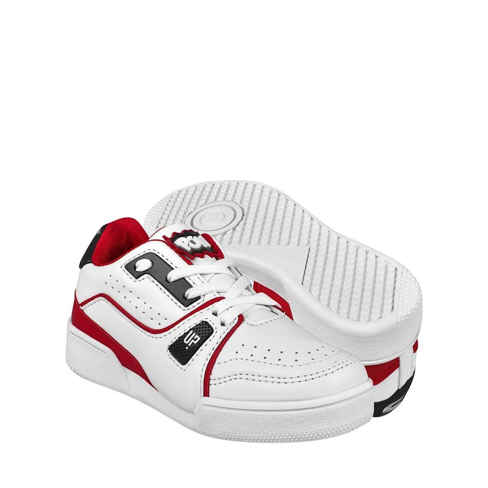 TENIS CASUALES PARA NIÑO WHAT´S UP 0027-51 BCO ROJO