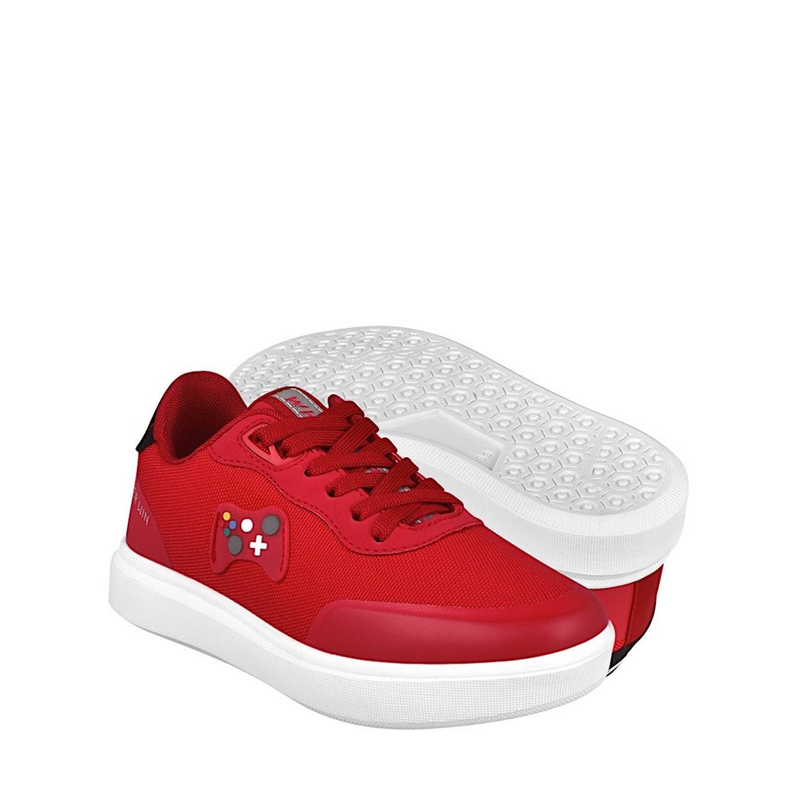 TENIS CASUALES PARA NIÑO WHAT´S UP 1632-112 TEXTIL ROJO