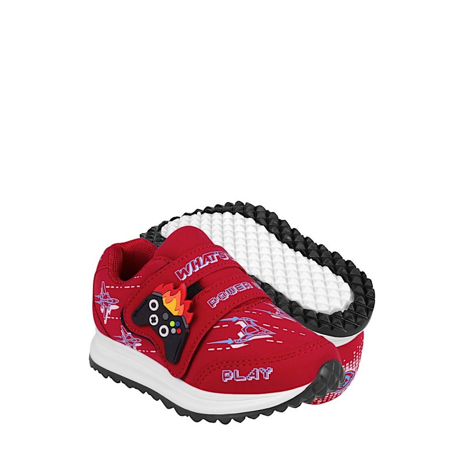 TENIS CASUALES NIÑO WHAT´S UP 325104 SUEDE ROJO