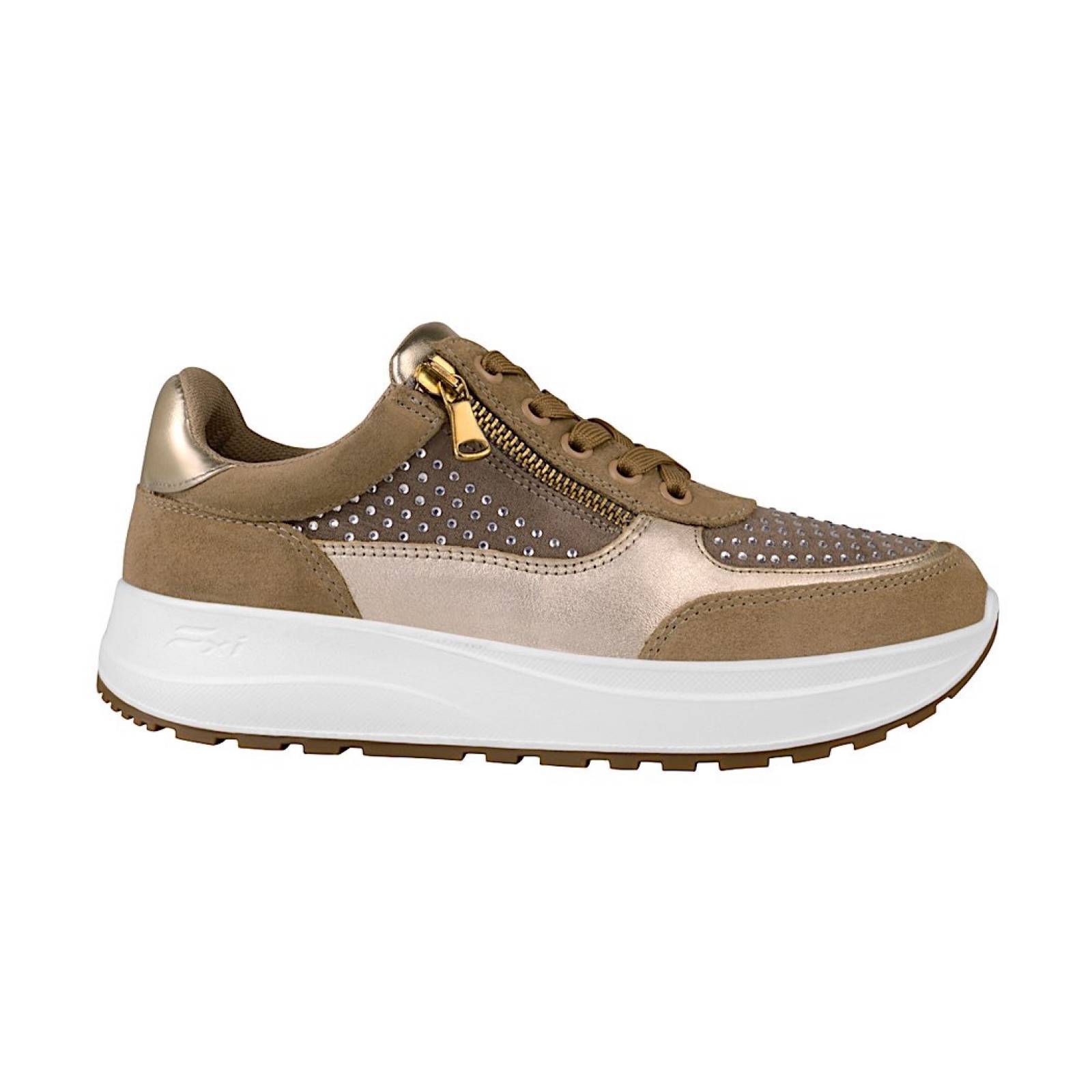 TENIS CASUALES DAMA FLEXI 117201 GAMUZA ORO