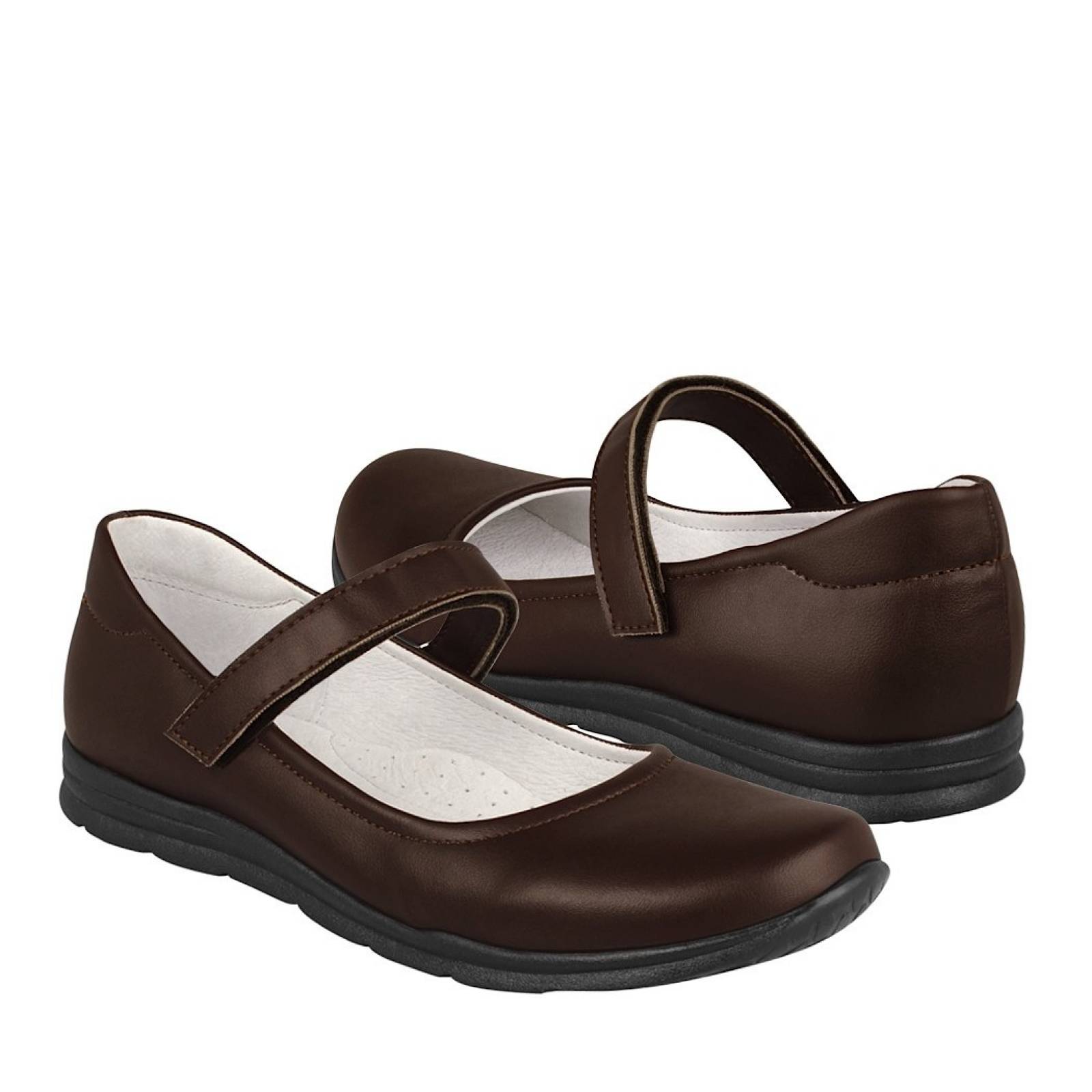 Zapato escolar Dominiq para niña simipiel café 1161