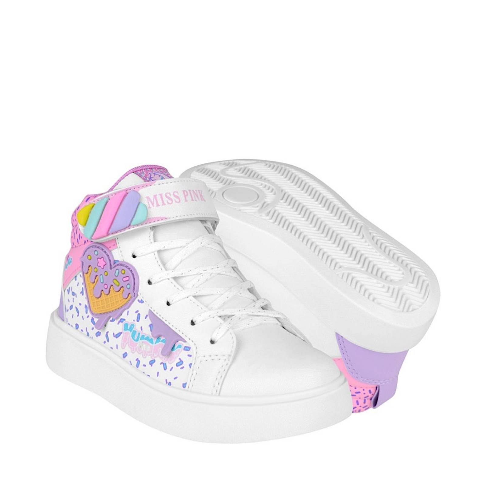 TENIS CASUALES NIÑA MISS PINK GOLOSILANDIA SIMIPIEL BCO