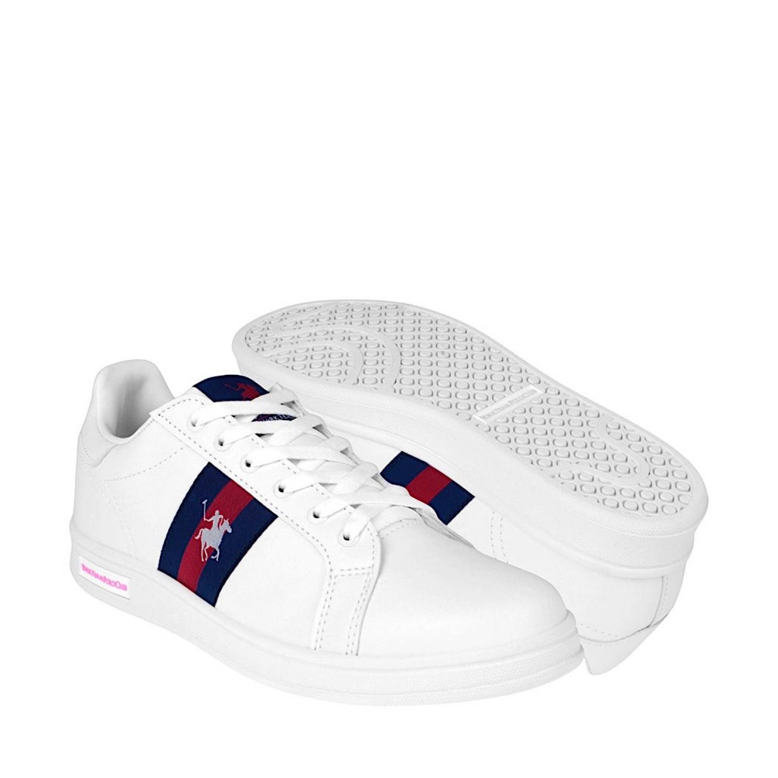 TENIS CASUALES DAMA POLO 9424-D SIMIPIEL BLANCO