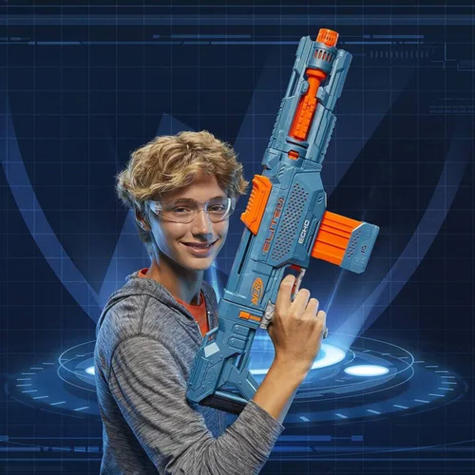 Pistola Nerf Modelo: Echocs-10 2.0 Original 24 Dardos Empaque de Caja