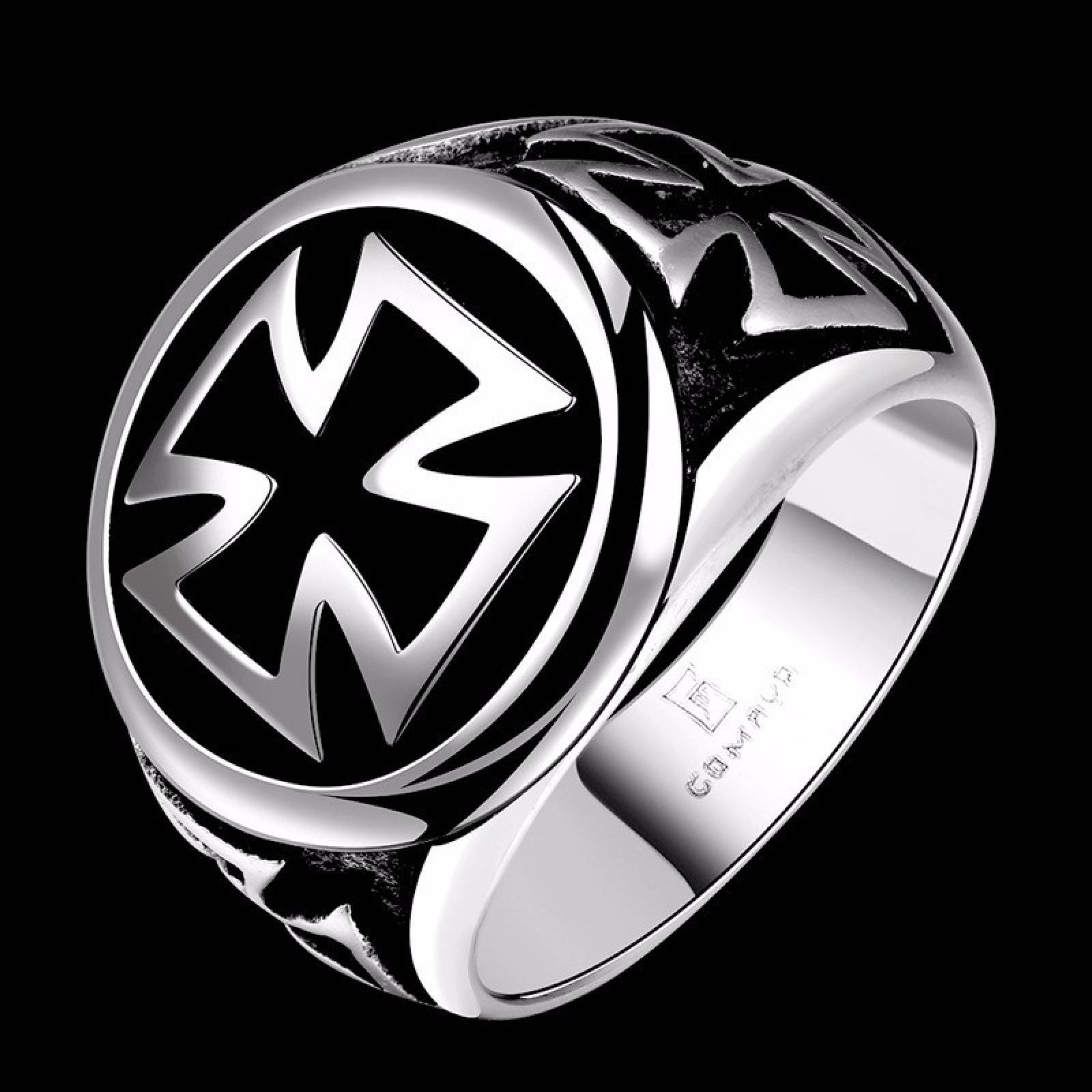 Anillo Hombre Cruz Templarios Marca Gomaya Acero 