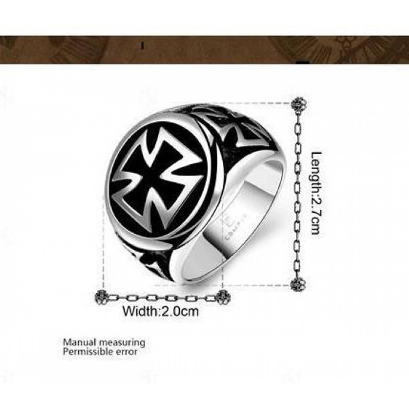 Anillo Hombre Cruz Templarios Marca Gomaya Acero 