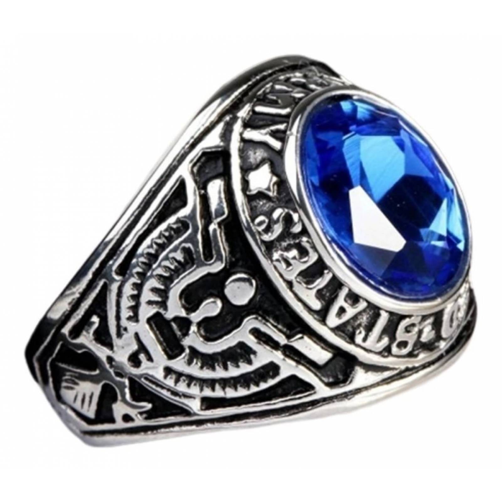 Anillo Hombre Militar Marca Fate Love Modelo Us Army Azul