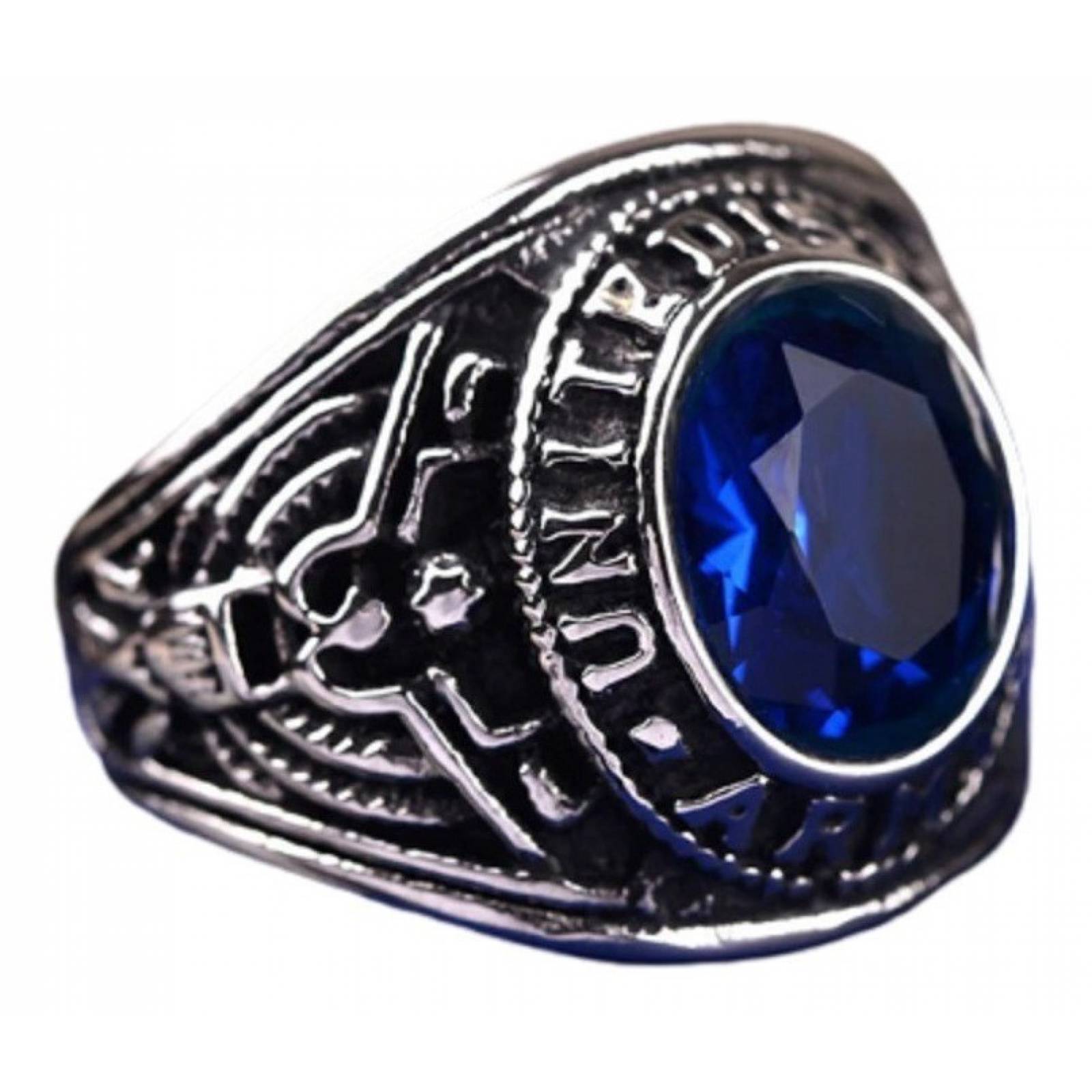 Anillo Hombre Militar Marca Fate Love Modelo Us Army Azul