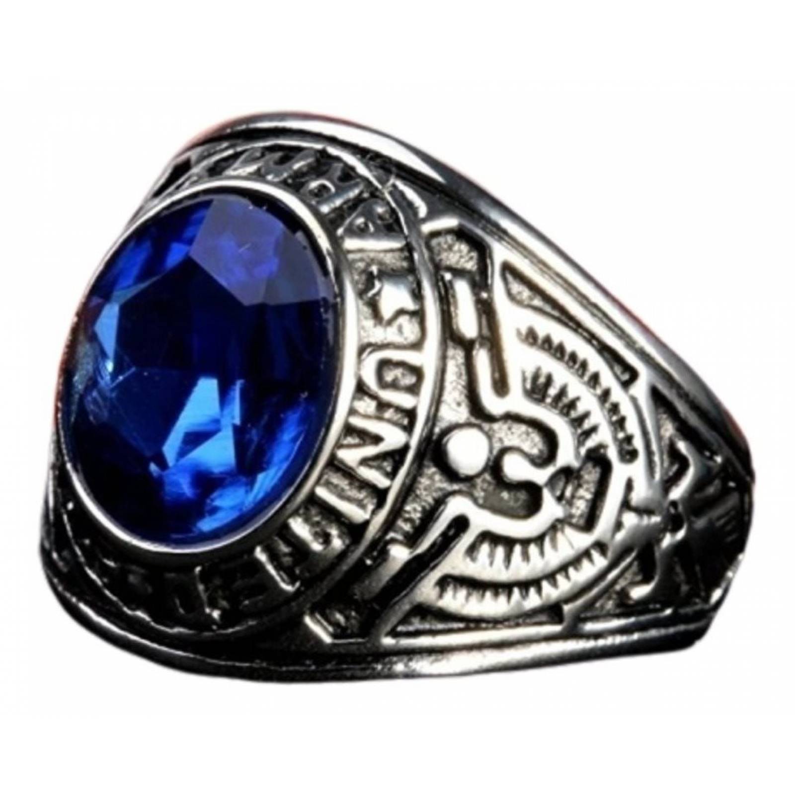 Anillo Hombre Militar Marca Fate Love Modelo Us Army Azul