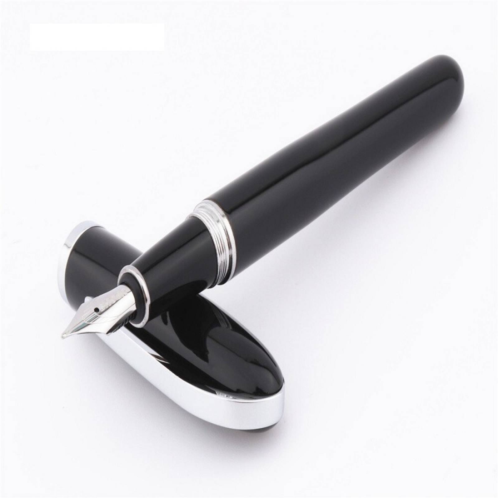 Pluma Fuente Marca Baoer Modelo 516 Negra Con Plateado