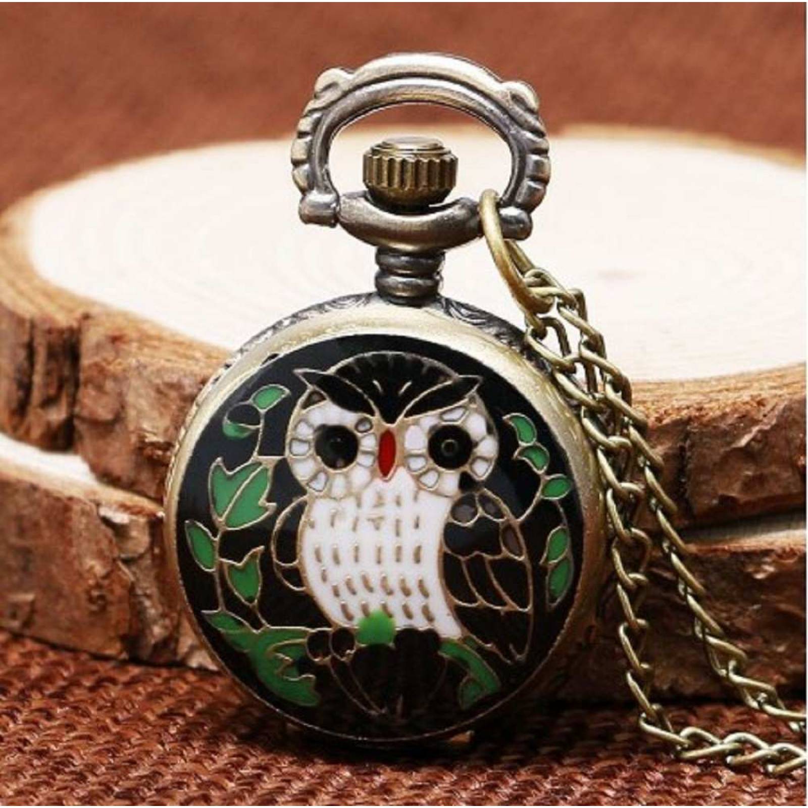Reloj Colgante Búho Vintage Modelo P915   Metálico   Bronce