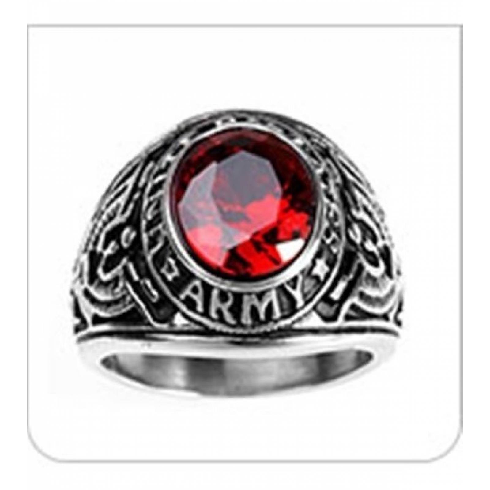 Anillo Militar Acero Marca Manolo Modelo Us Army   Rojo