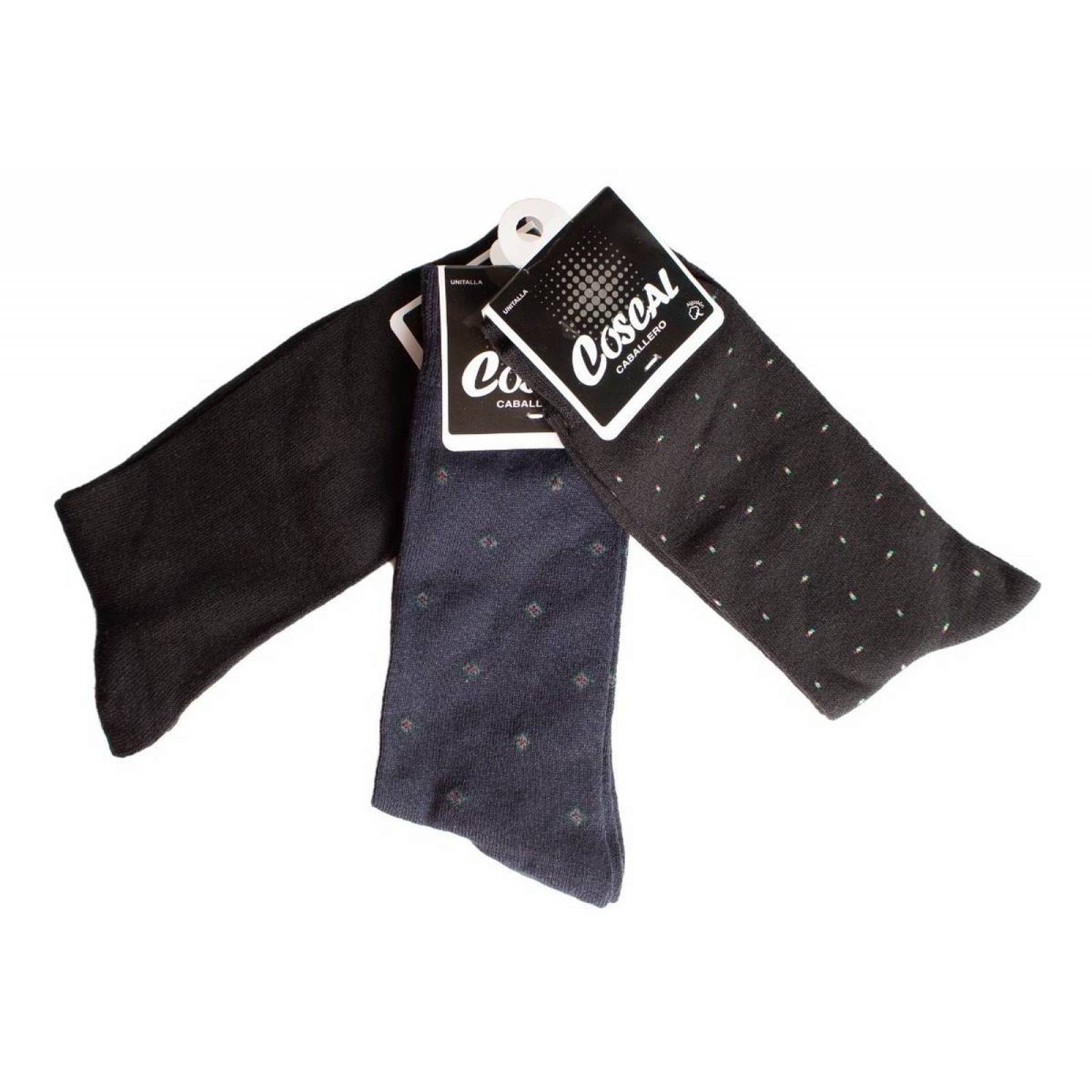 Calcetín Casual Para Hombre  pack 3 Pares   Diseños Variados
