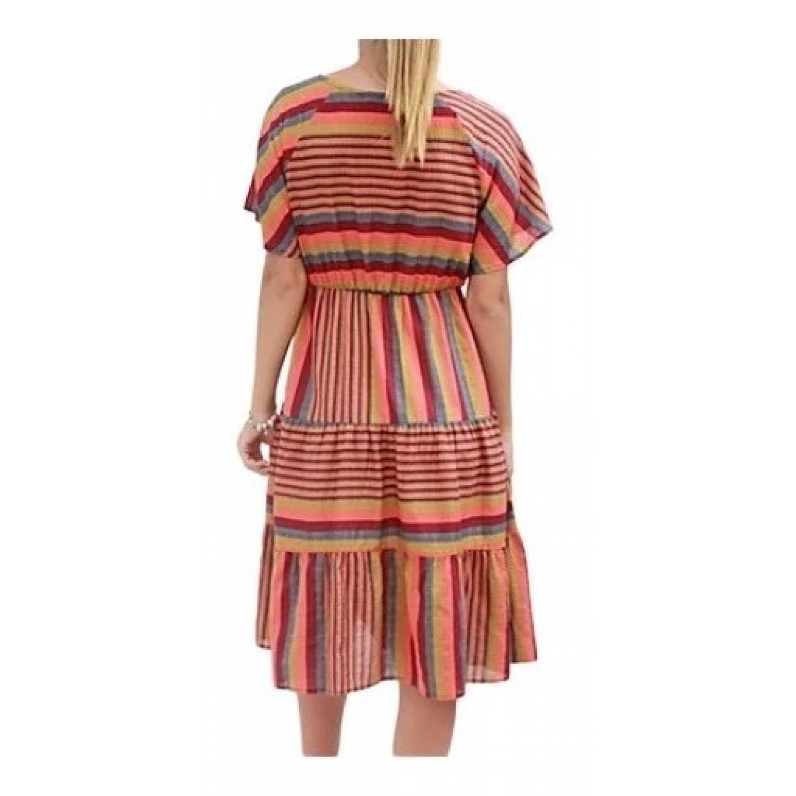 Vestido Campesino Midi Tallas Extra En Tonos Naranja Y Rojo