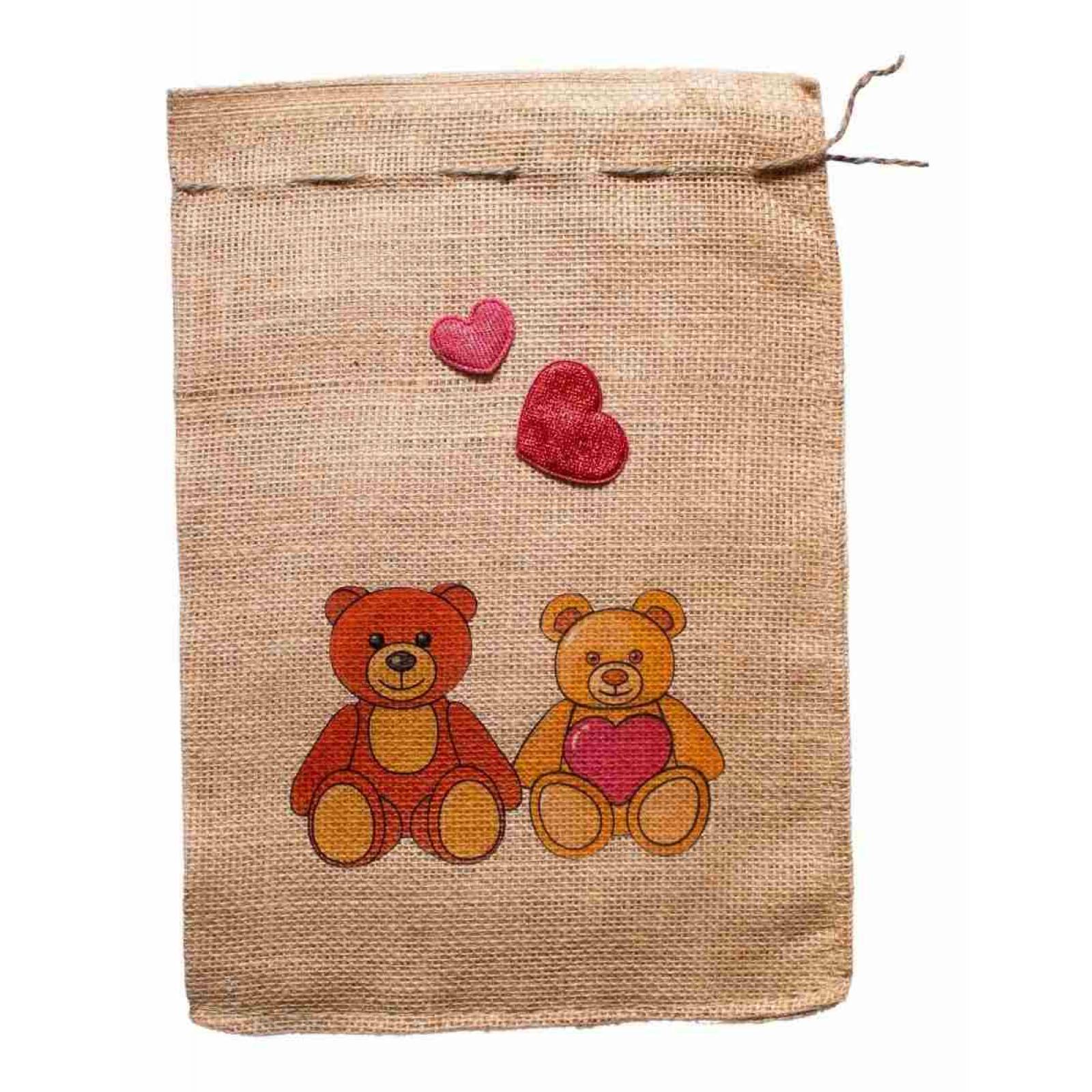 4 Costales Yute Decorados San Valentin Amor Chico (25x35 Cm)