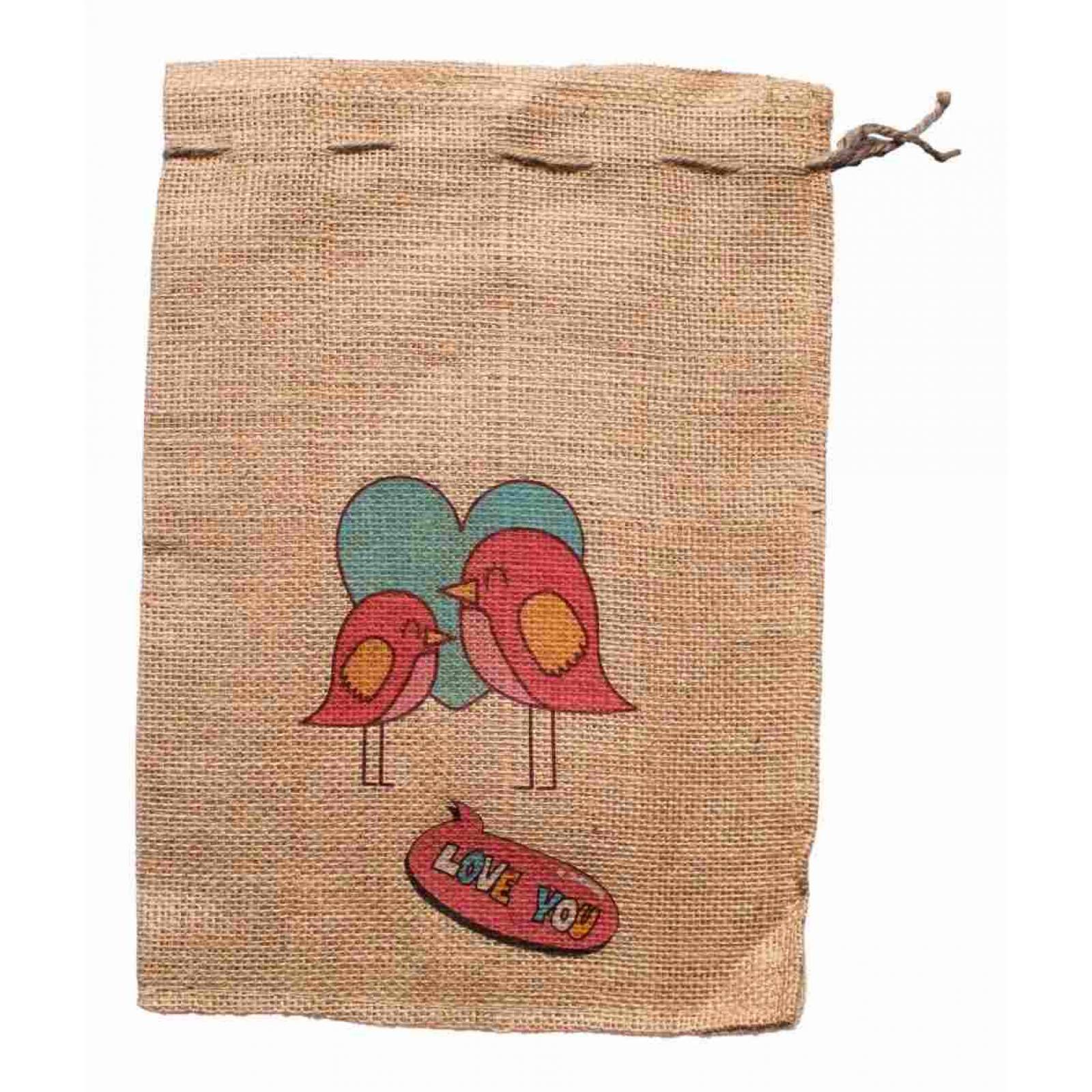 4 Costales Yute Decorados San Valentin Amor Chico (25x35 Cm)