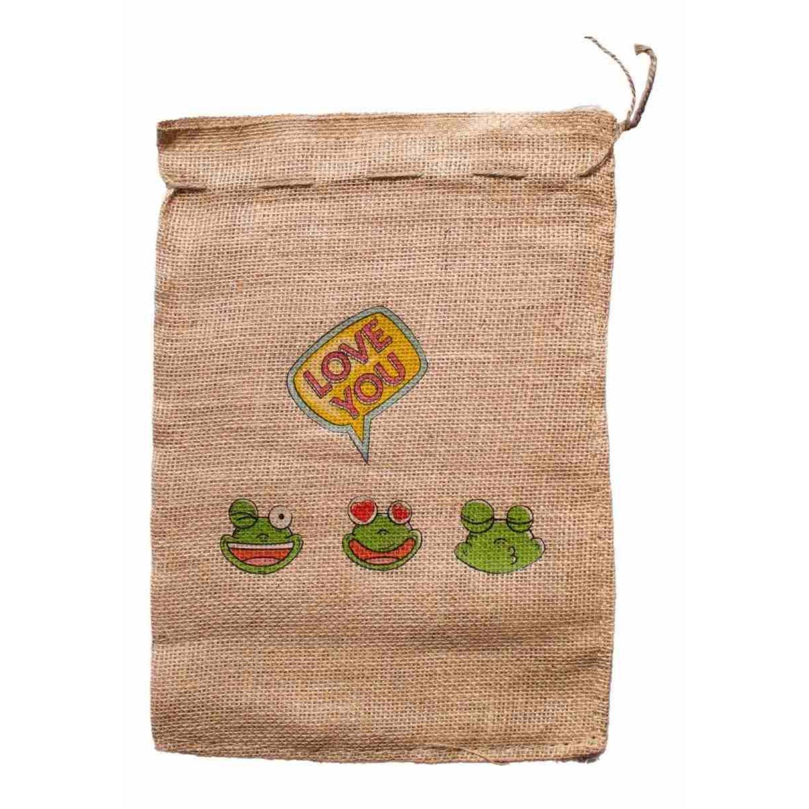 4 Costales Yute Decorados San Valentin Amor Chico (25x35 Cm)