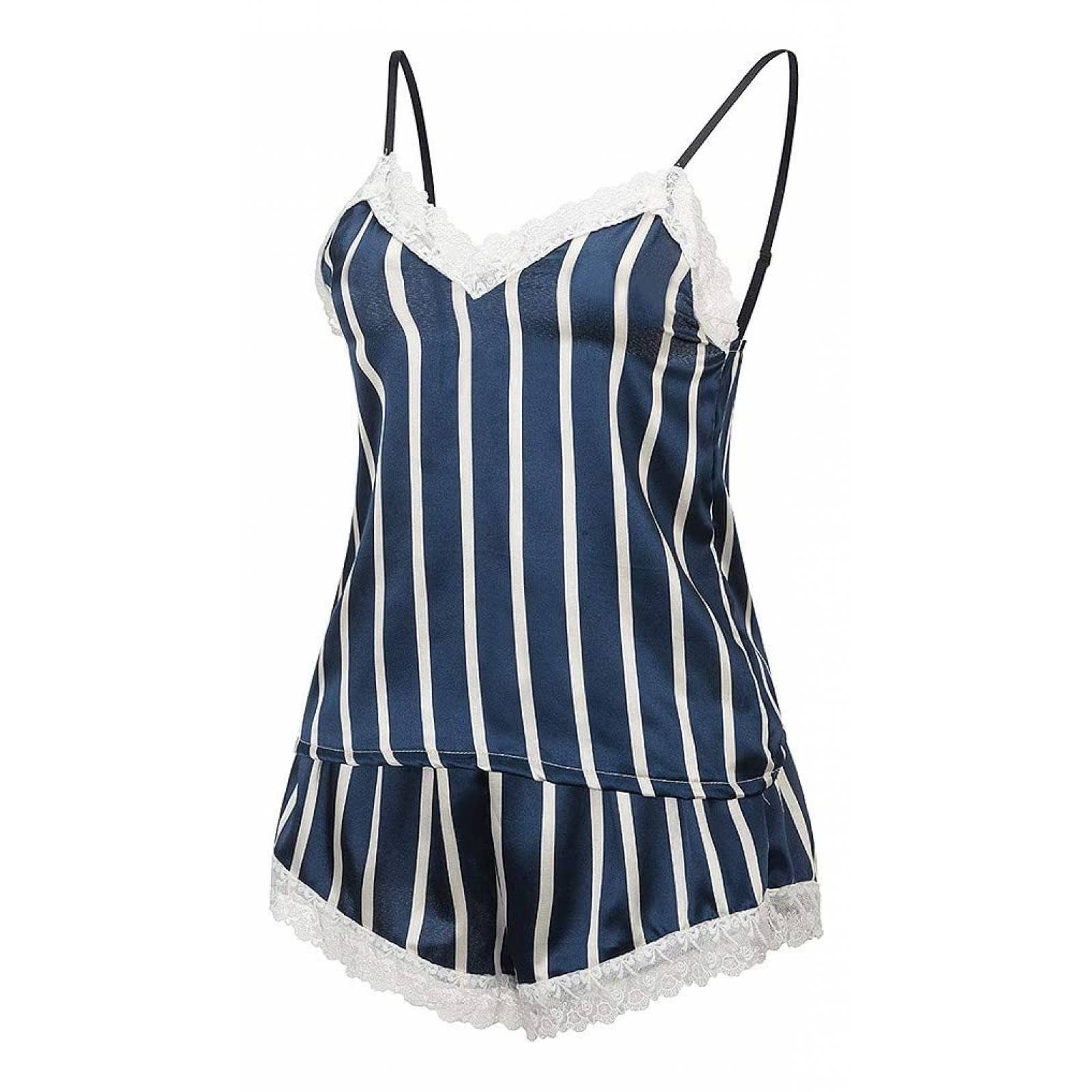 Conjunto Pijama Satin Encaje 2 Piezas Mujer Unitalla Short