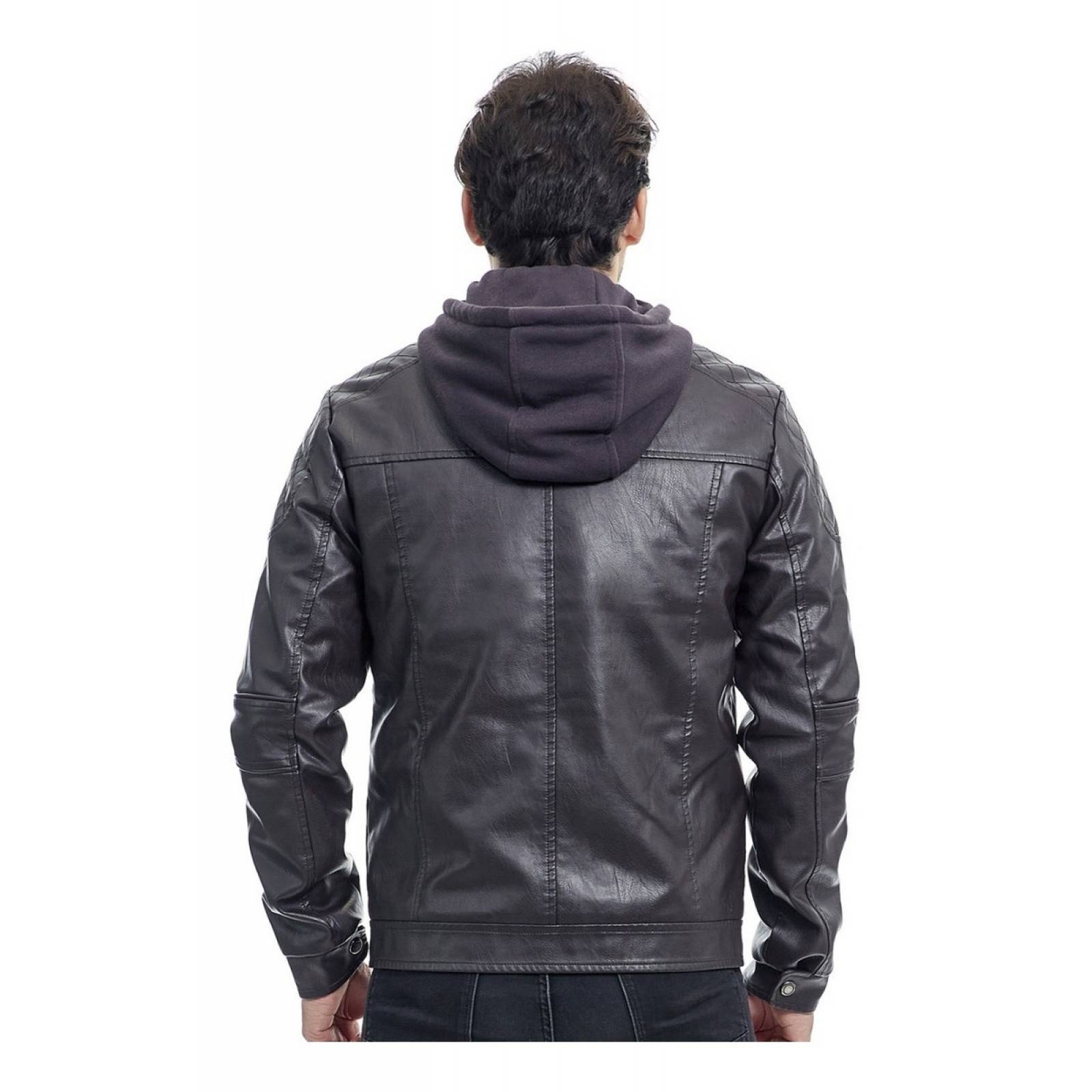 Chamarra Hombre Piel Sintética Estilo Motociclista