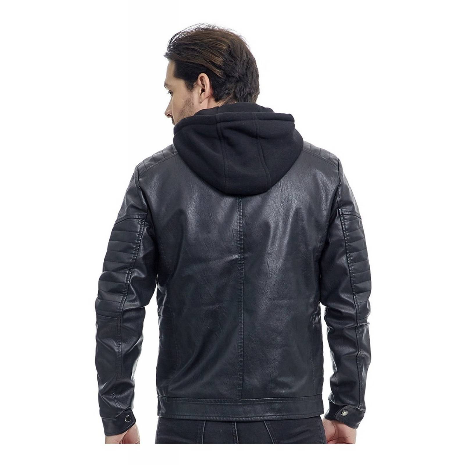 Chamarra Hombre Piel Sintética Estilo Motociclista