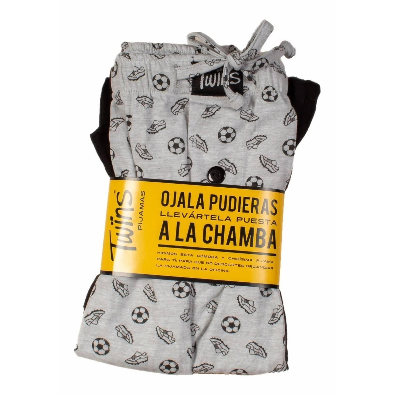 Pijama Hombre Futbolero: Inicia El Juego! Short Playera Gris