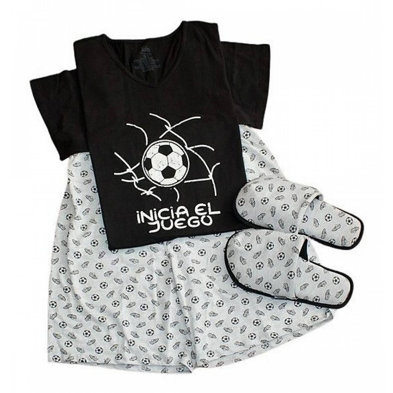 Pijama Hombre Futbolero: Inicia El Juego! Short Playera Gris