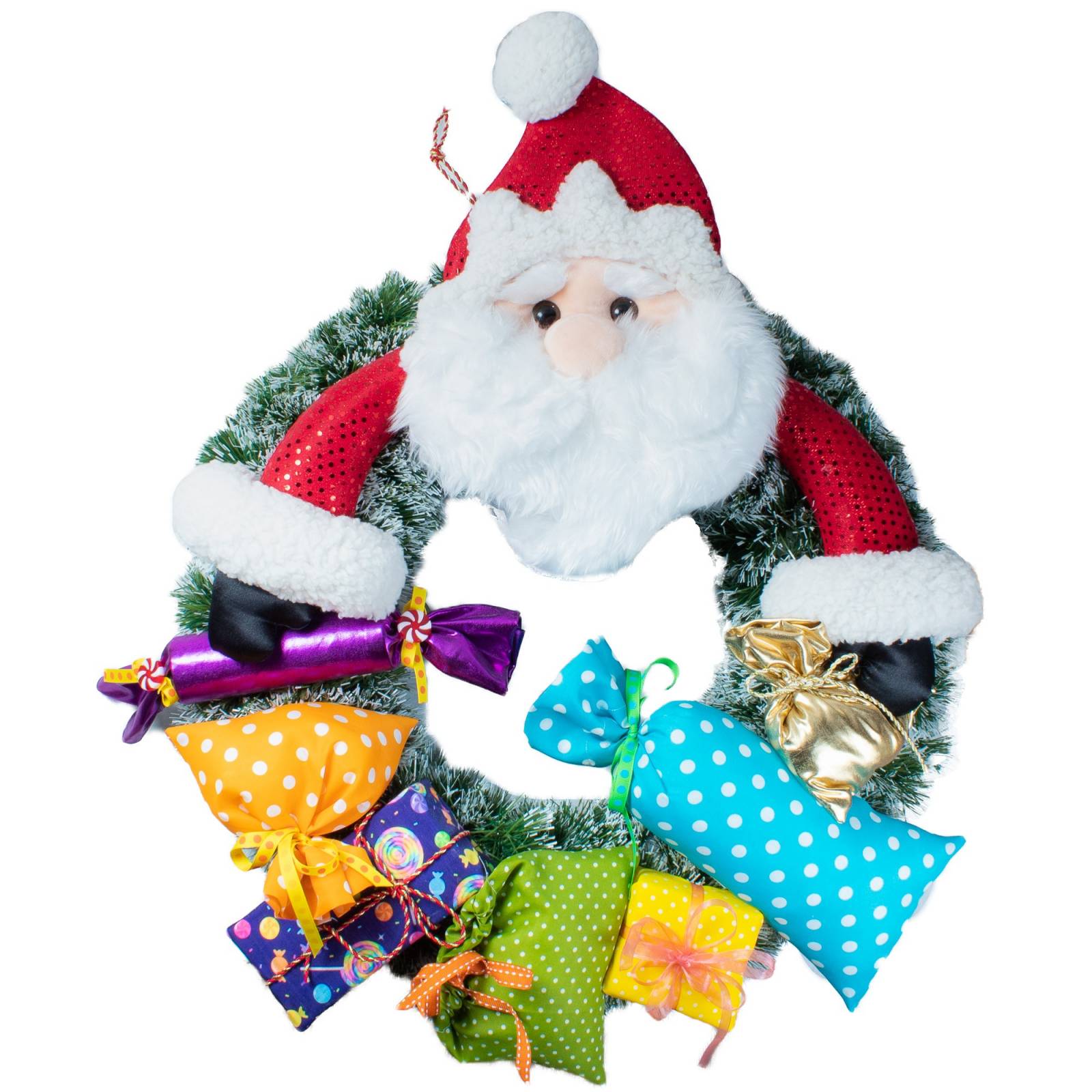 Corona Navideña Santa Claus Con Regalos