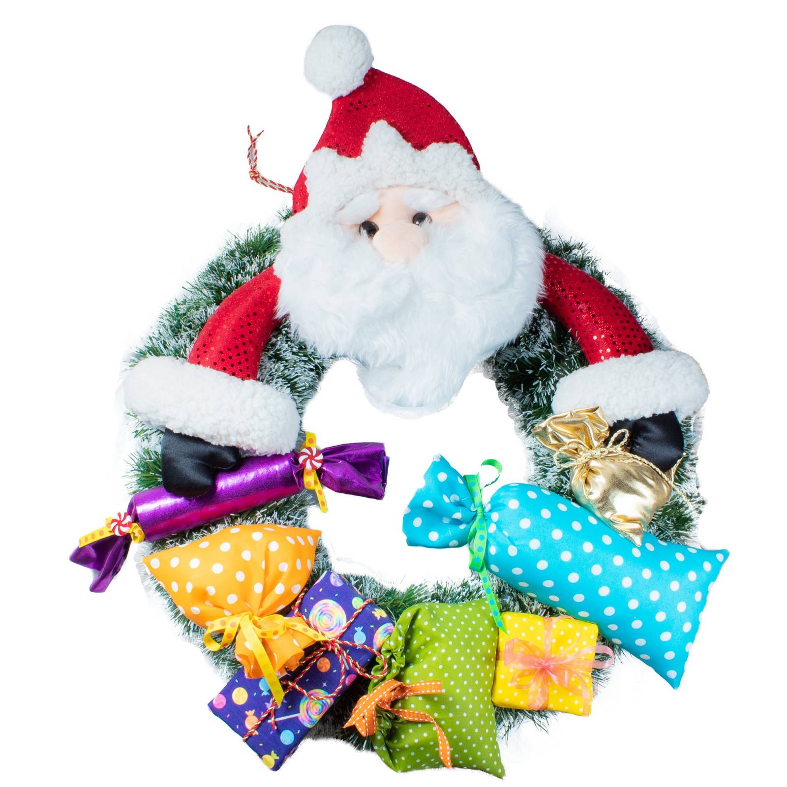 Corona Navideña Santa Claus Con Regalos