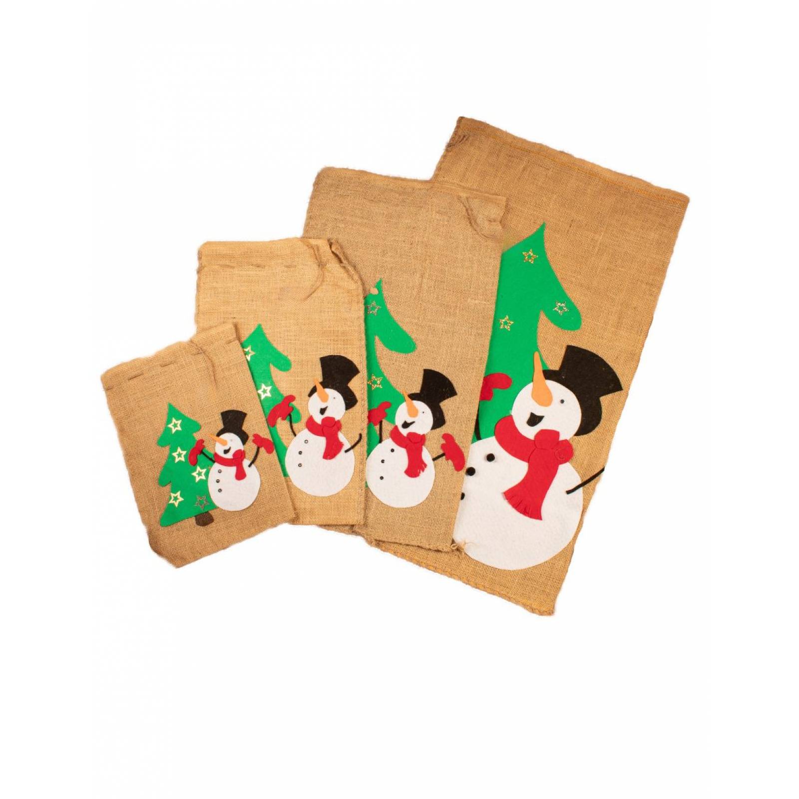 Set de Costales Navideños Yute Natural Extra Grande