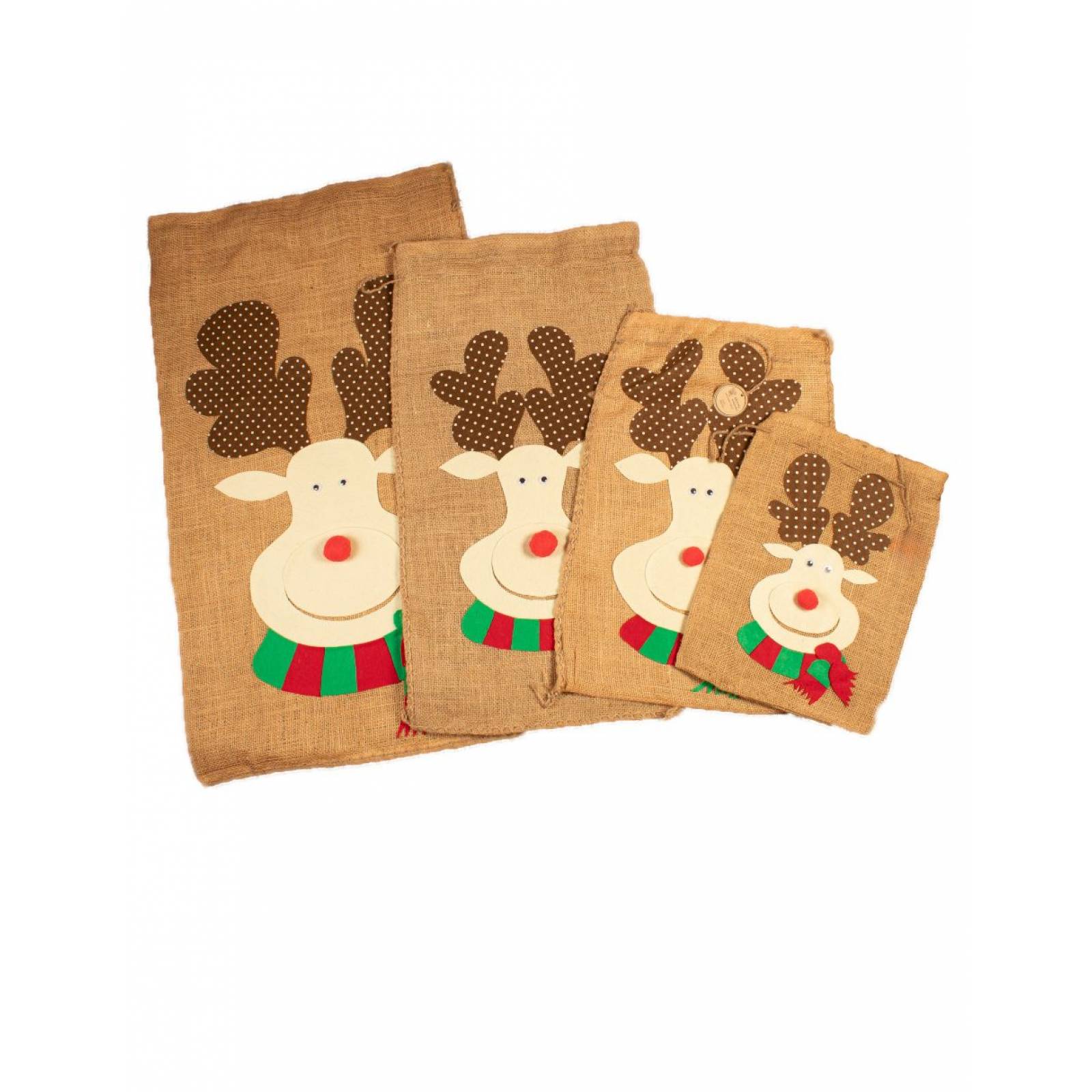 Set de Costales Navideños Yute Natural Extra Grande