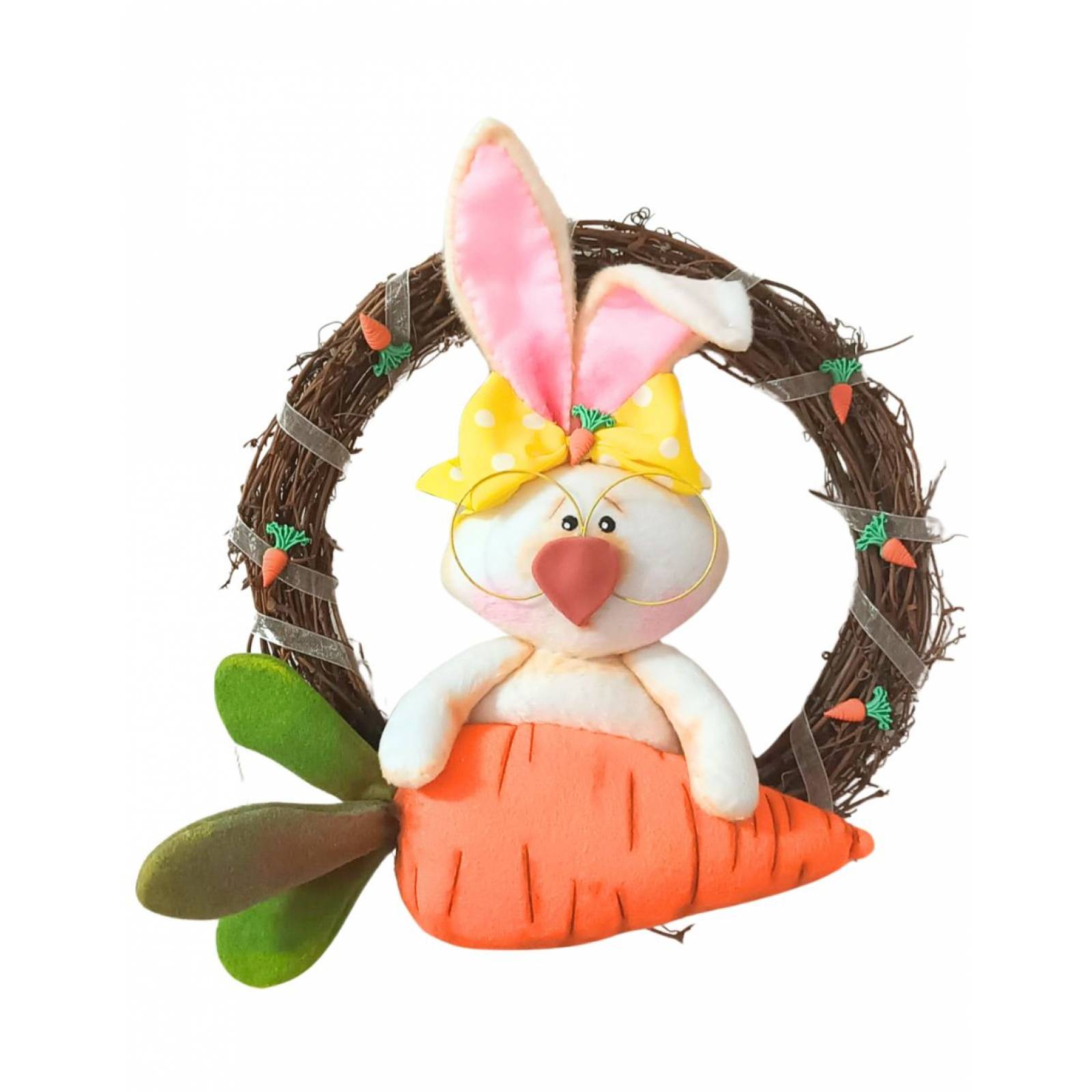 Corona de Pascua para Puerta Decoración Coneja.