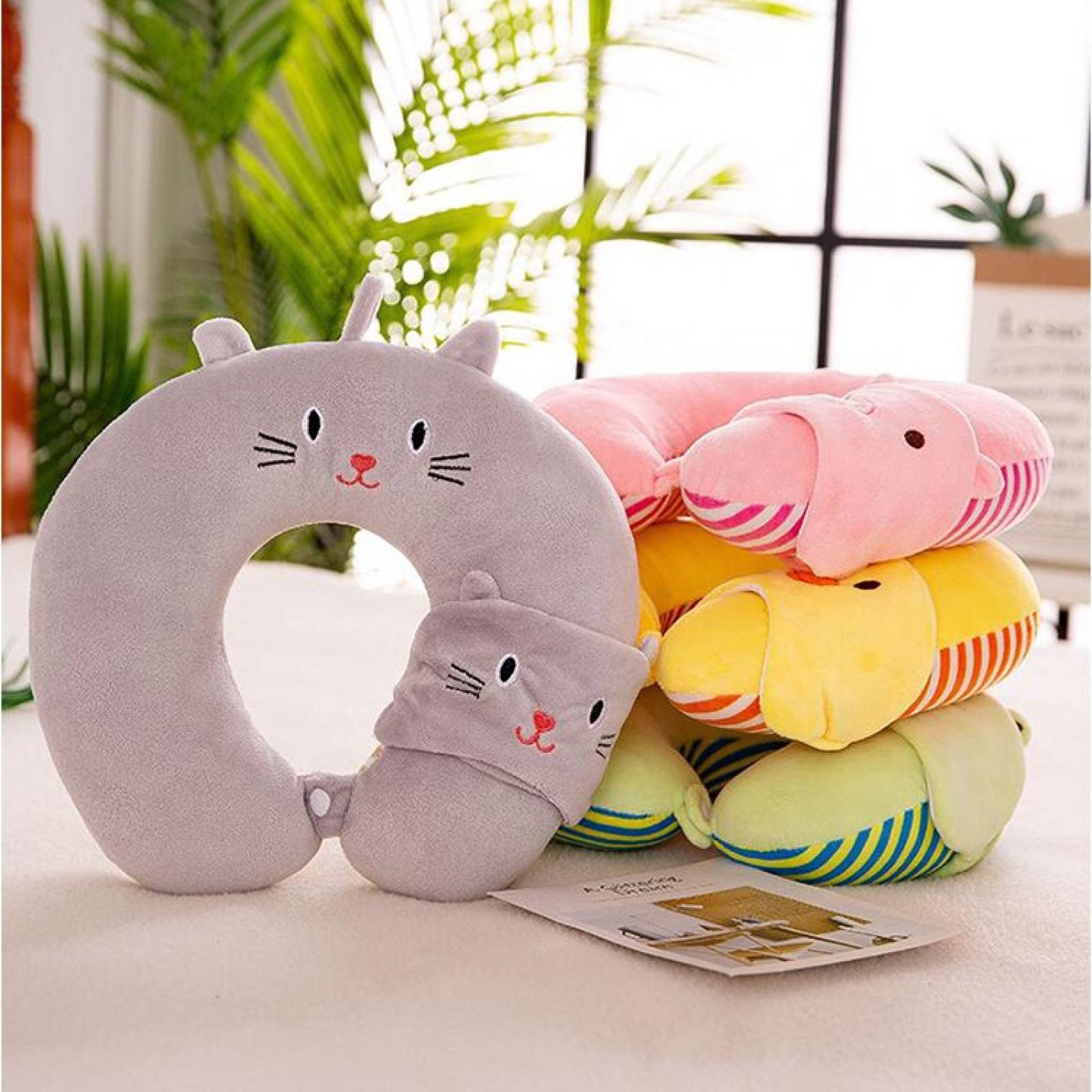 COJIN DE VIAJE CON ANTIFAZ DE REGALO MUY Q KIS ALMOHADA EN U