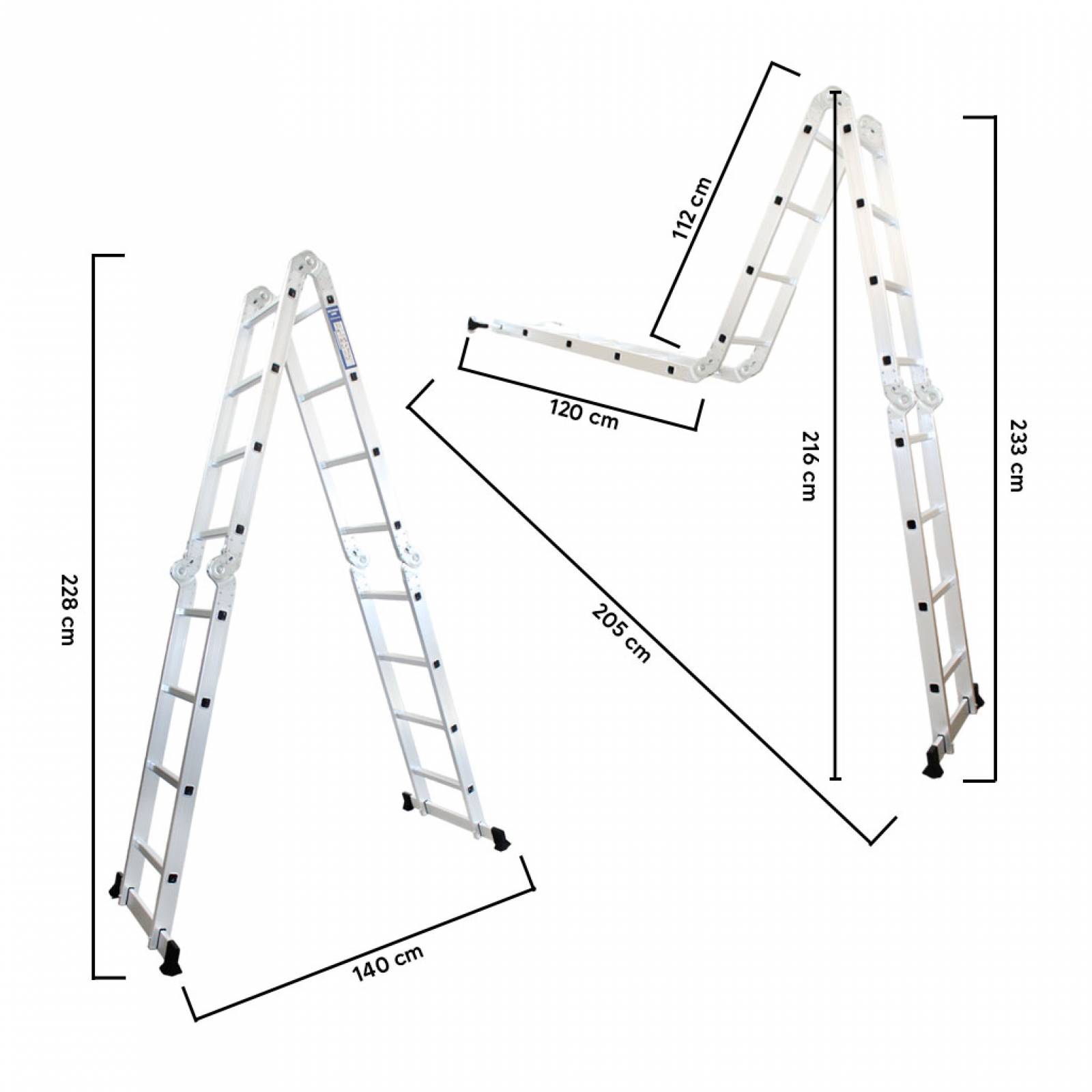 ESCALERA MULTIPOSICIONES 4*4 MULTIUSOS 445 MT DE ALUMINIO